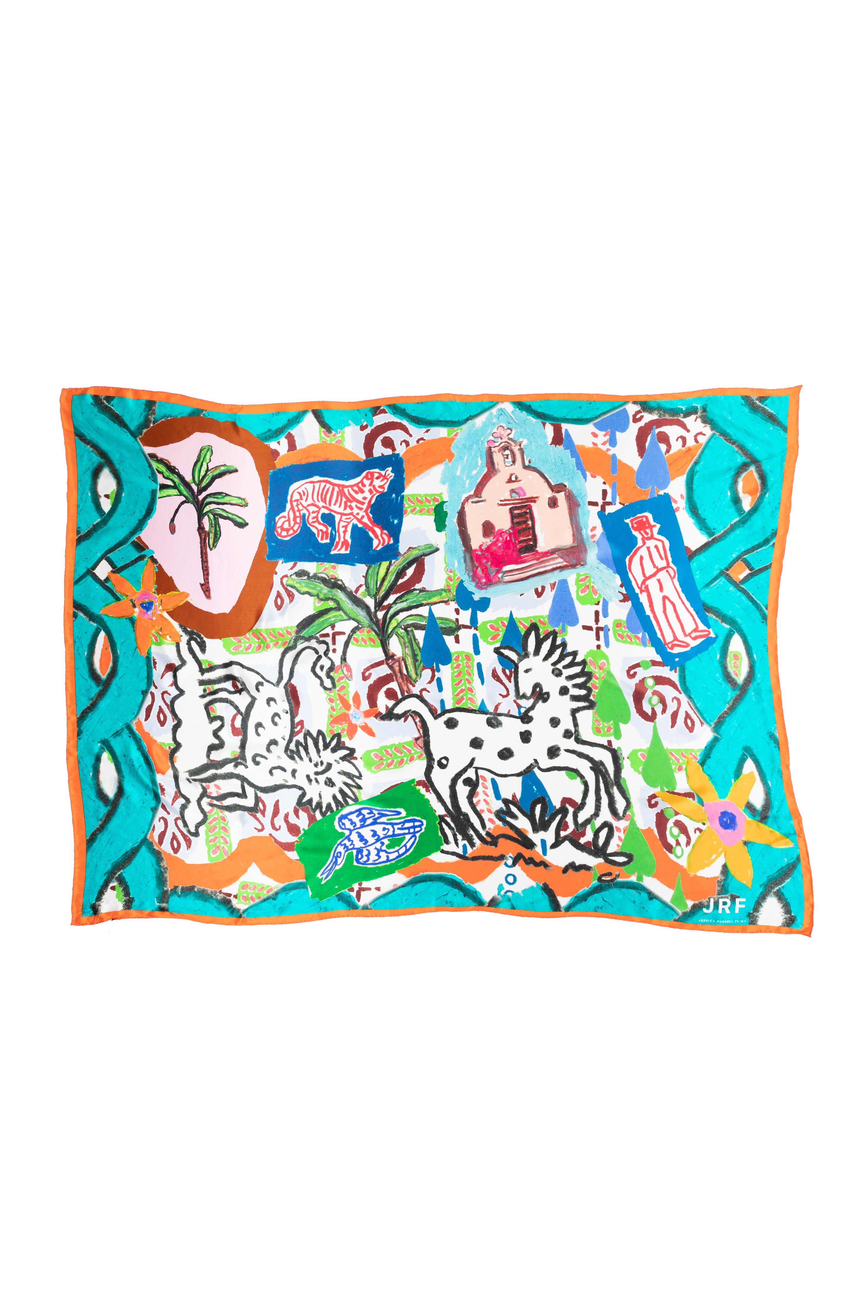 Women’s Silk Pareo Scarf - Greek Postcard Jessica Russell Flint