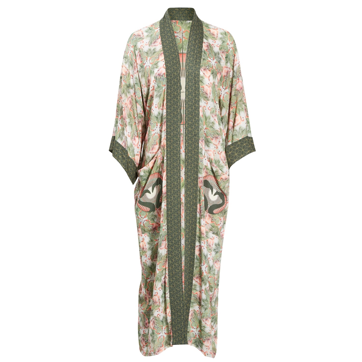 Women’s Green / Pink / Purple Palm Springs Kimono M/L Henelle