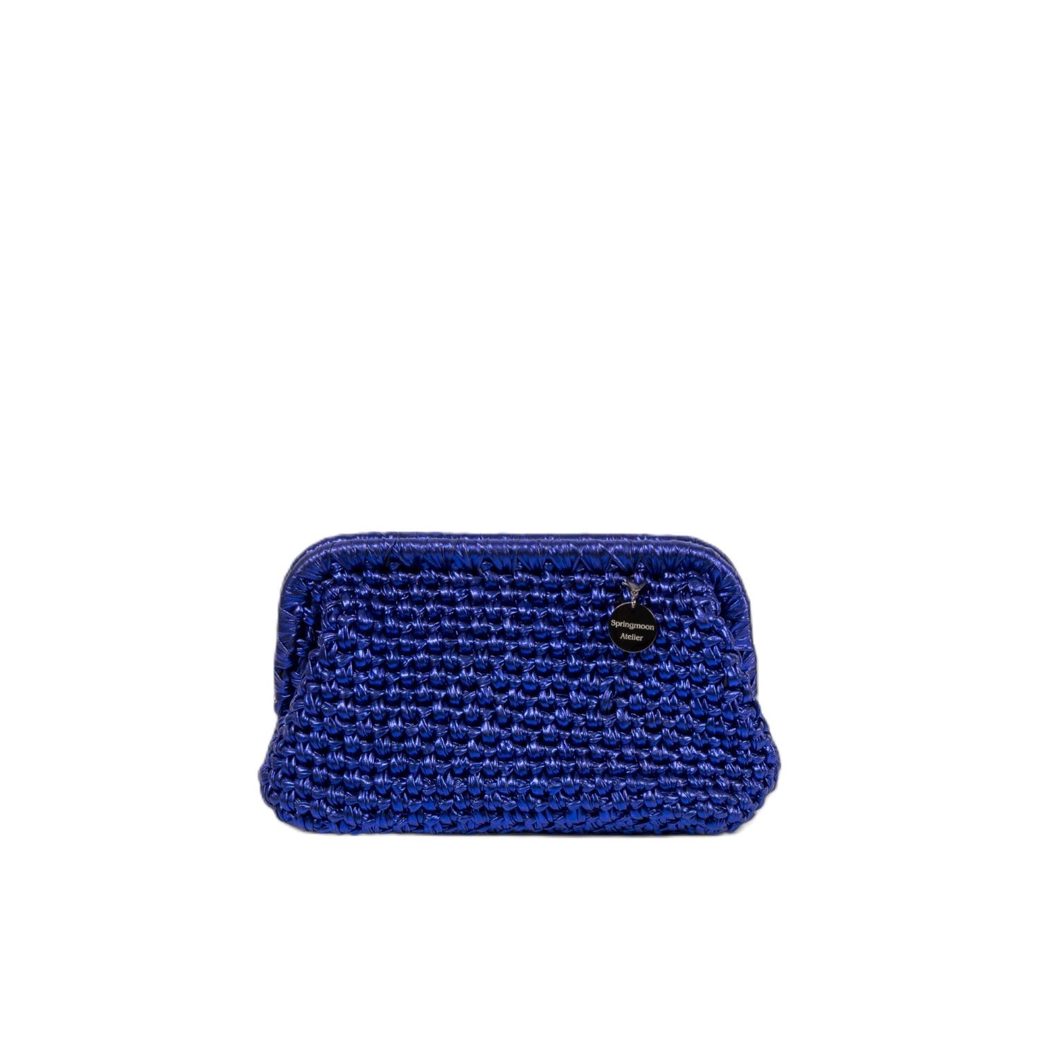 Springmoonatelier Women's Deep Blue Luxury Metallic Crochet Clutch Bag