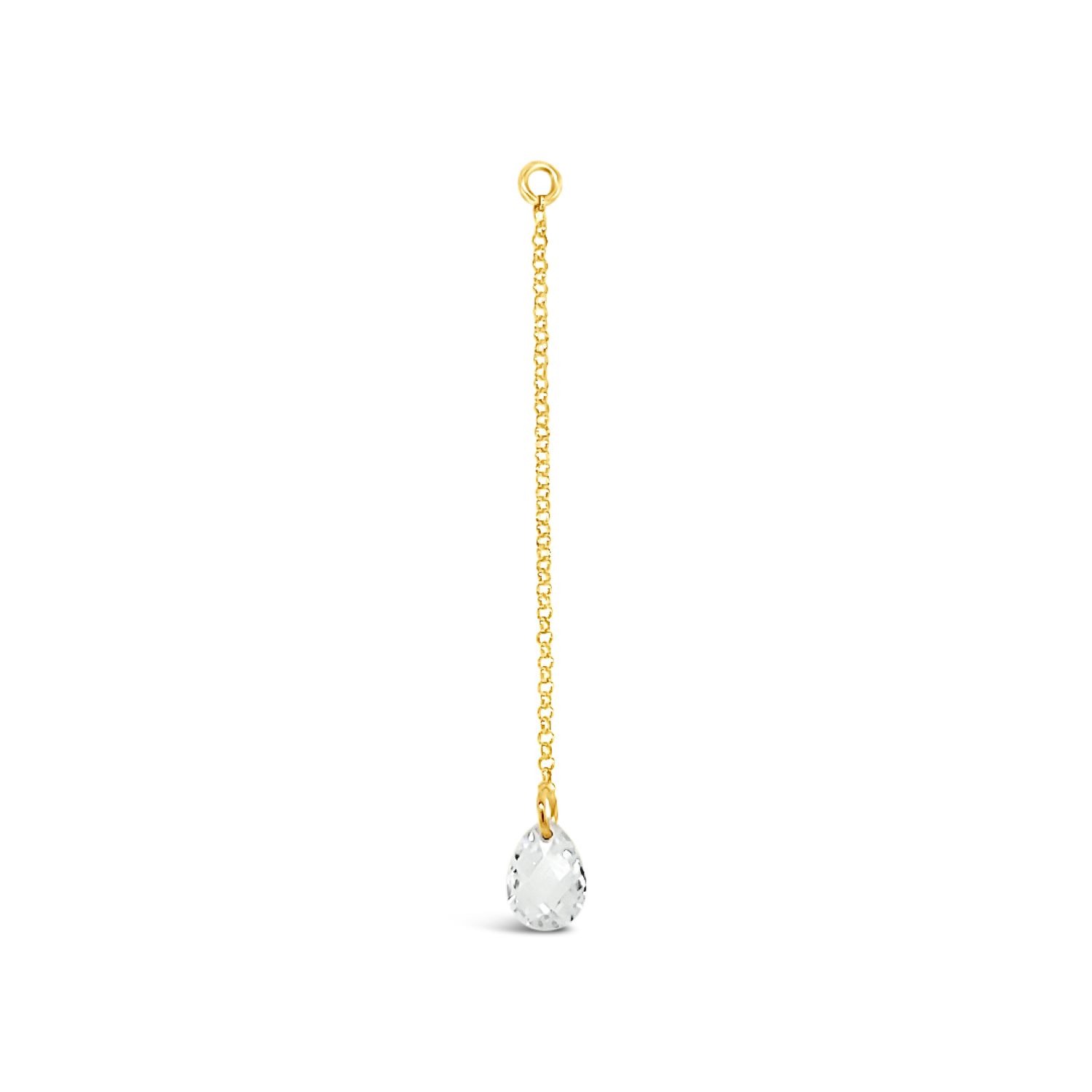 Lutiro Women's Single White Briolette Cz Drop Earring - Gold In Gold