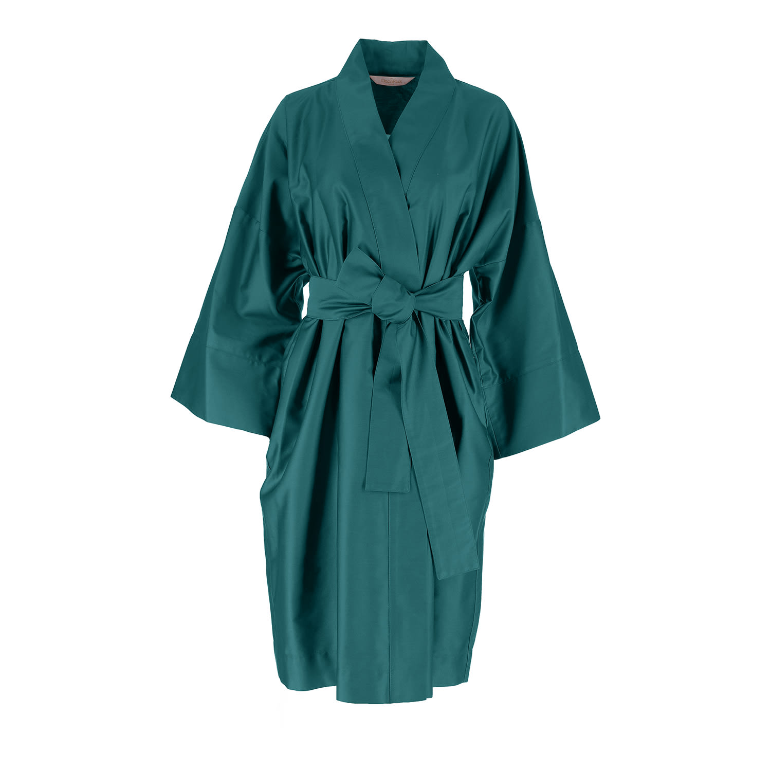 Decoflux Home Women's Green Cotton Kimono Robe Solid Teal
