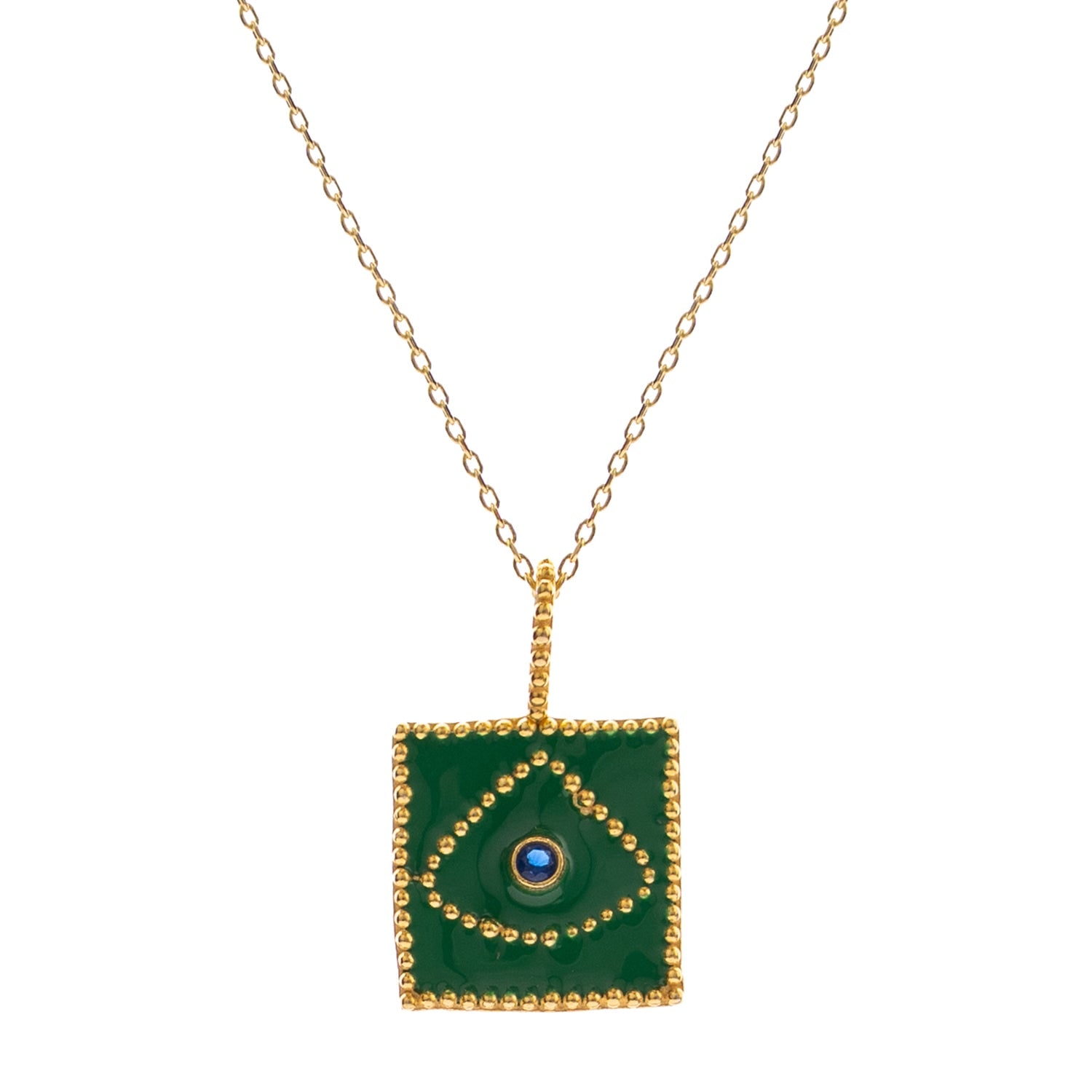Ebru Jewelry Women's Gold / Green Mystic Verde Evil Eye Gold Necklace - Green In Gold