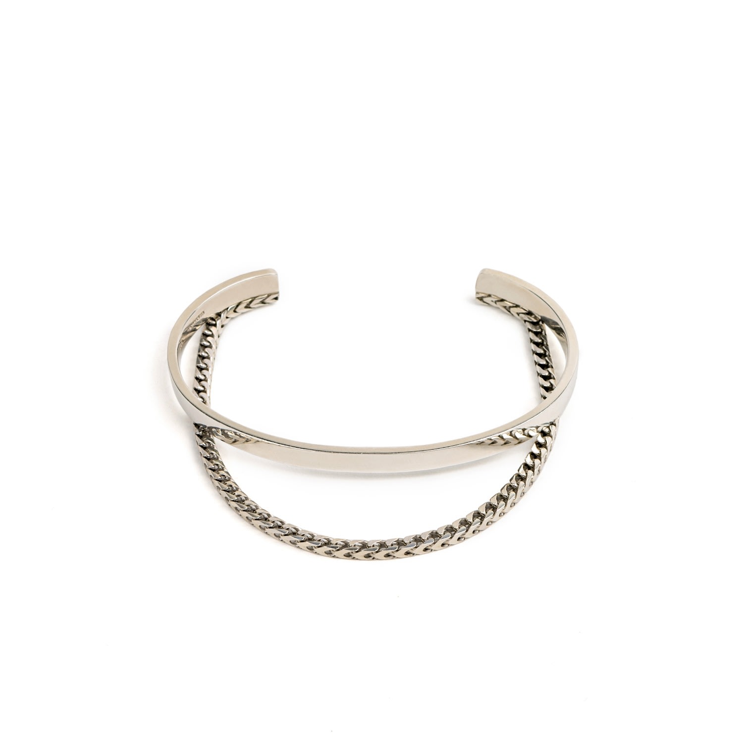 Undefined Jewelry Men's Silver Franco Chain Drape Cuff In Silver