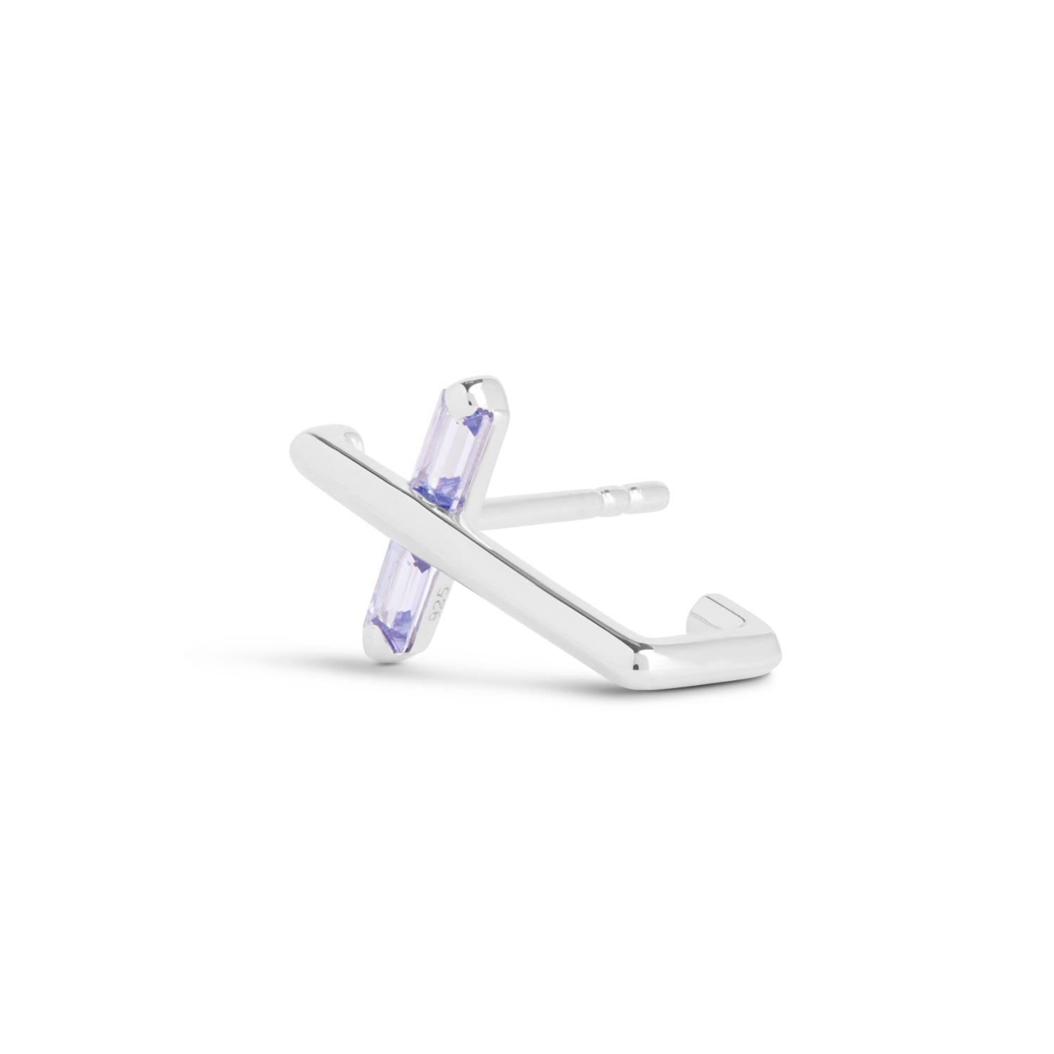 Kasun Women's Silver / Blue / Pink Angel Kiss Earring - December - Tanzanite - Silver