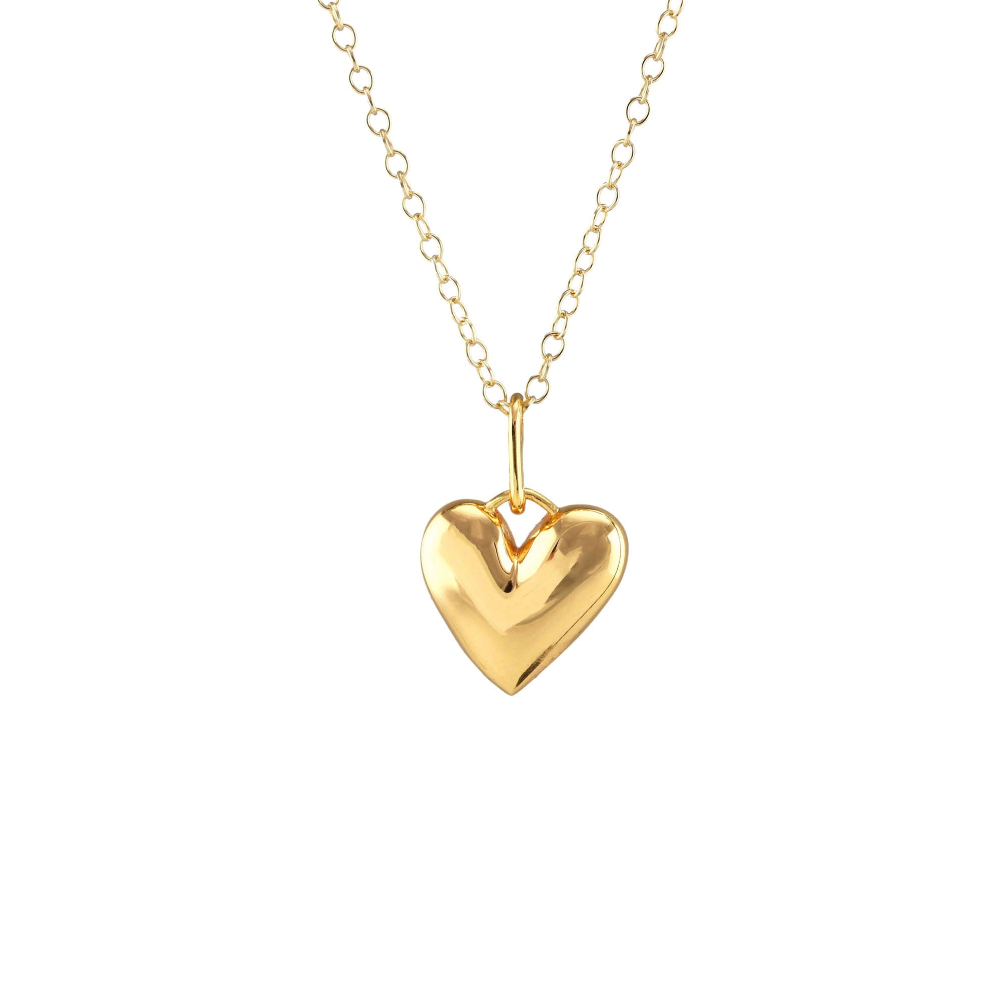 Women’s Puffy Heart Charm Necklace Gold Vermeil Kris Nations