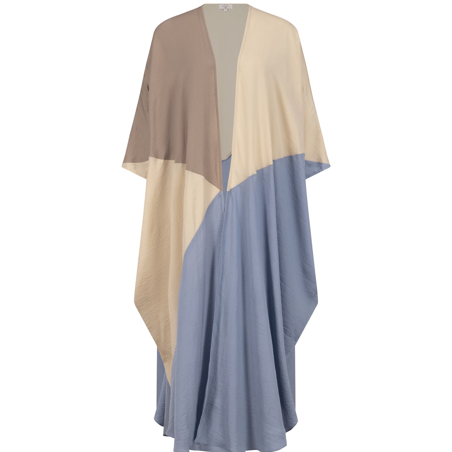 Azzalia Women's Trio Color Mariposa Cut Abaya With Geometric Seam Heather With White Paper And White Asparag In White