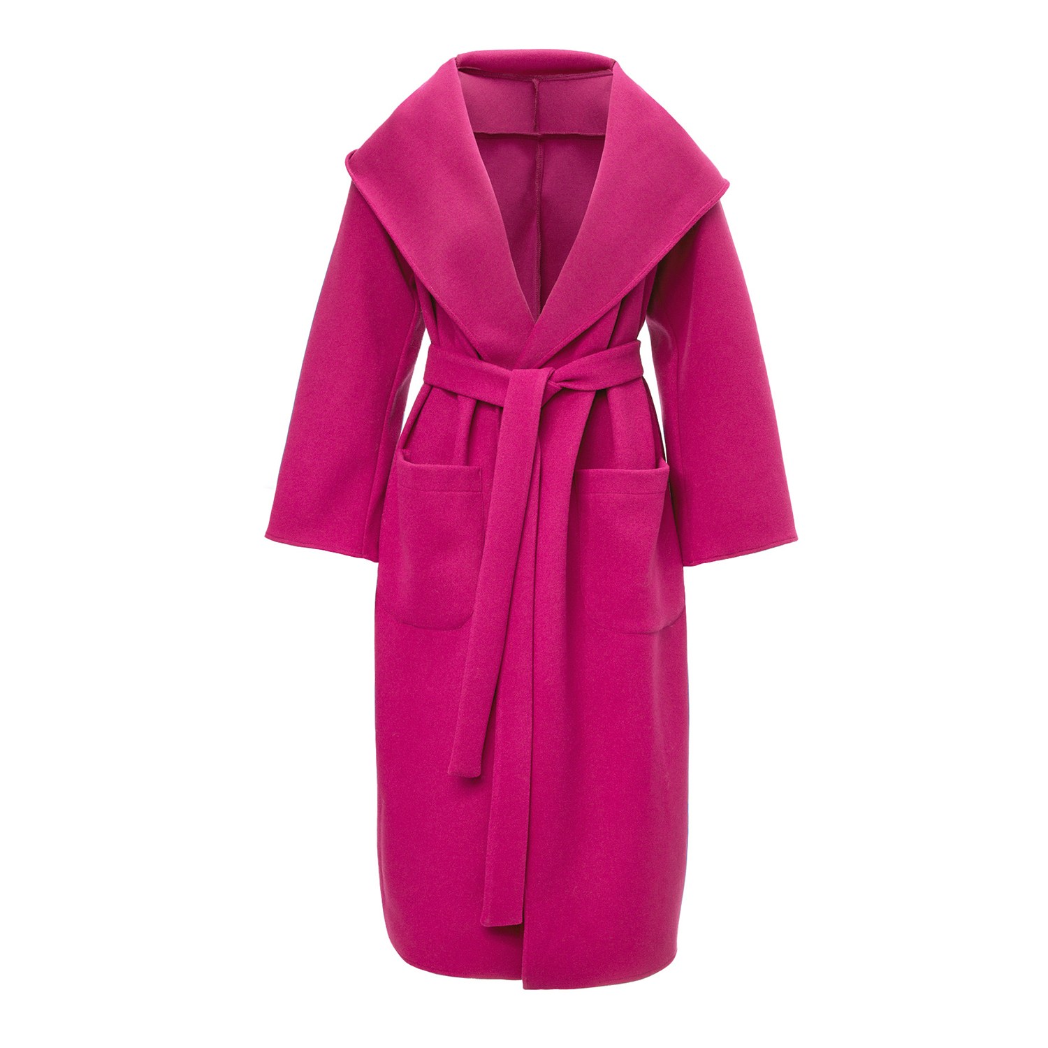 Women’s Pink / Purple Fuchsia Hooded Coat With Waist Belt Large Bluzat