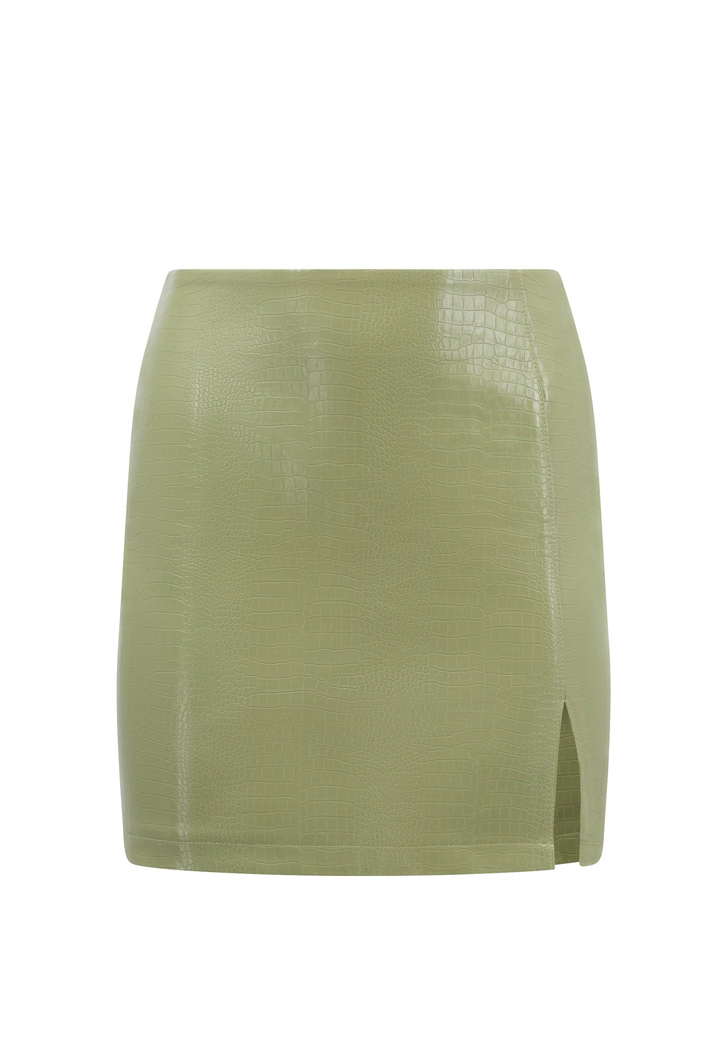 Women’s Black Lime Green Faux Leather Mini Skirt Large Summer Wren