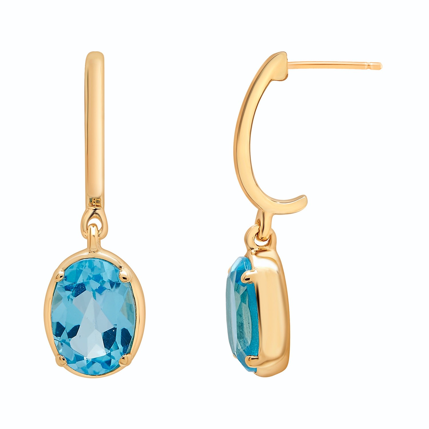 Miki & Jane Women's Blue Topaz Oval Dangle Earrings In Blue