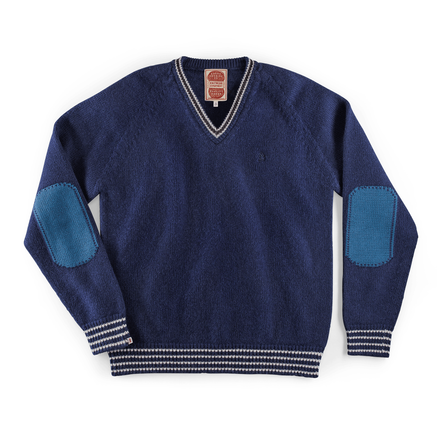 &sons Trading Co Men's &sons Old School V-neck Jumper Navy In Blue