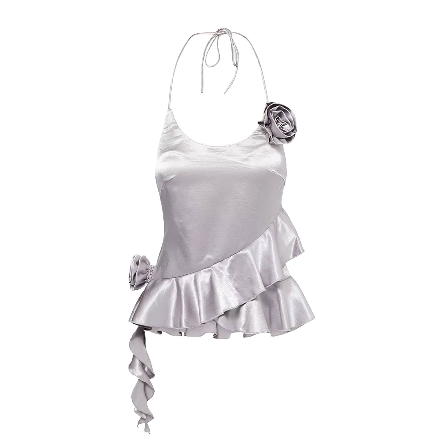 Amy Lynn Womens Silver Susie Rose-appliqué Woven Top In White