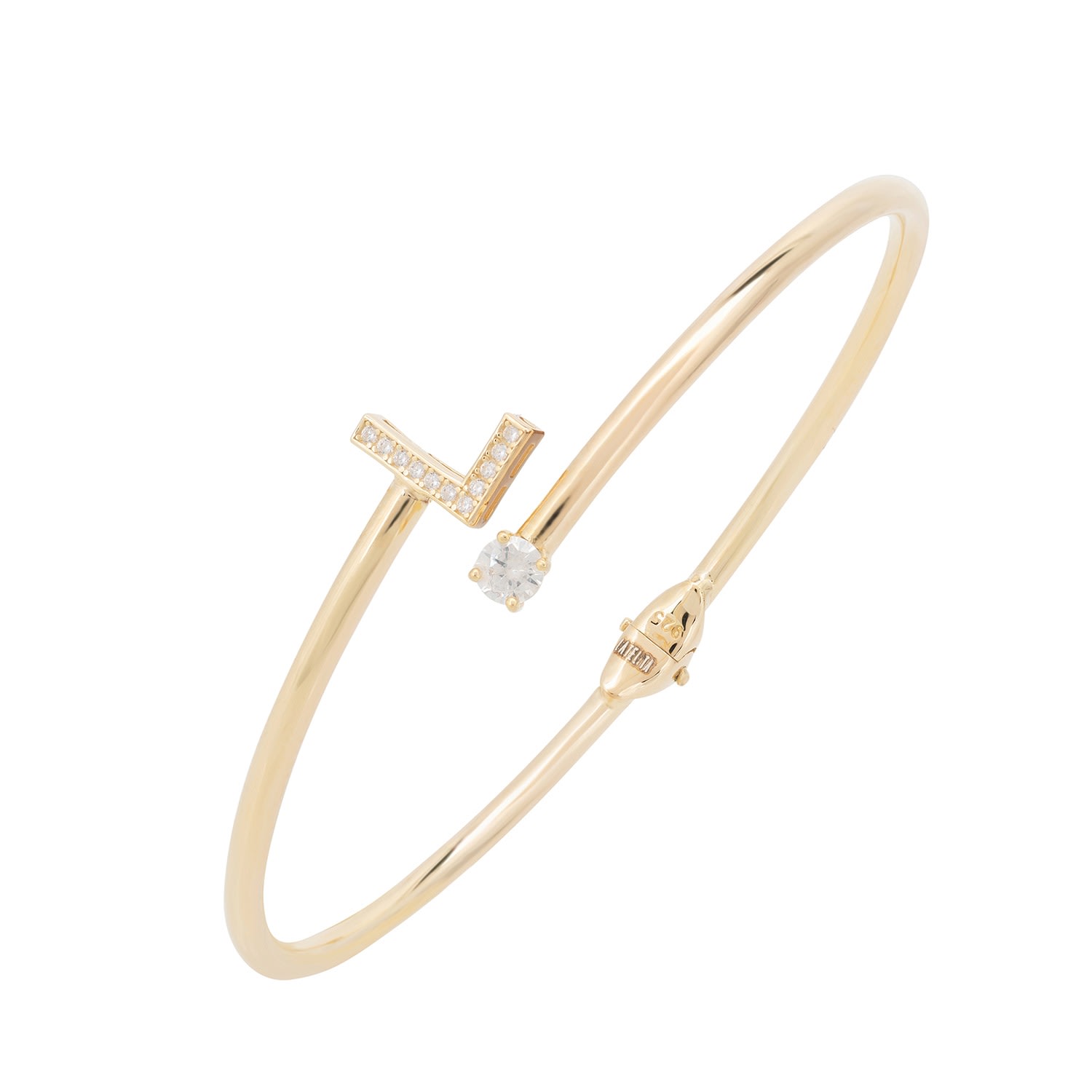 Women’s White / Gold Initial Bangle Gold L Latelita