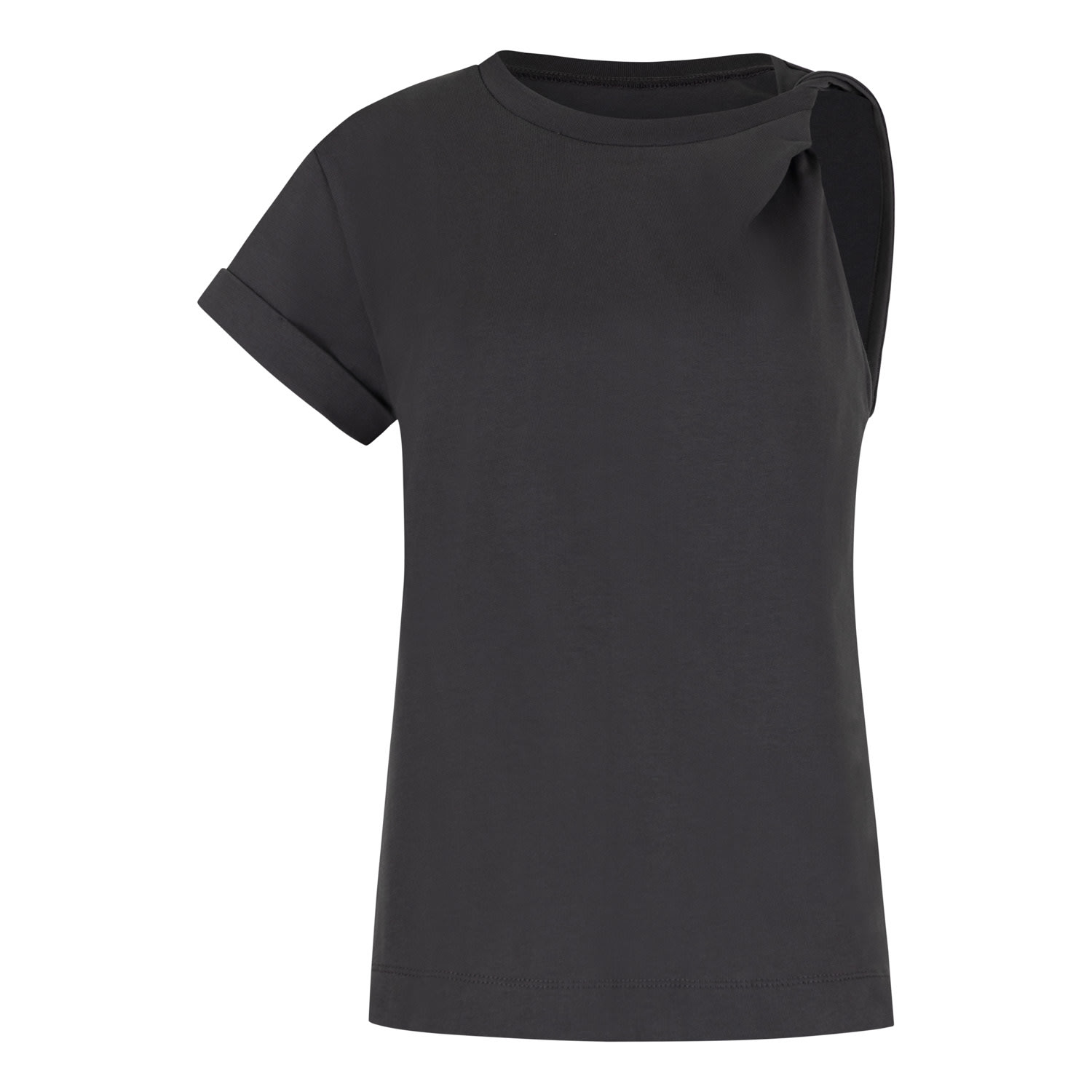 Clothes By Locker Room Women's Grey Charcoal Twist-shoulder Top In Grey