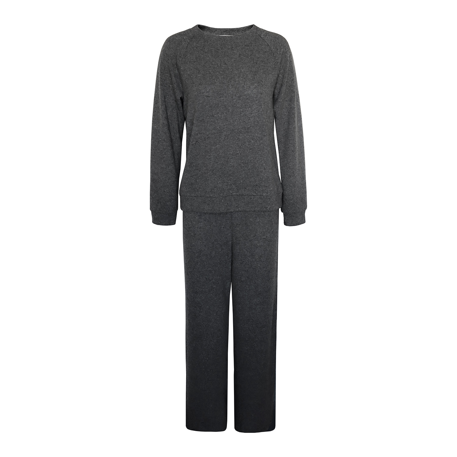 2kstyle Olivia Wool-blend Knit Wide-leg Pants And Sweater Set - Grey In Gray