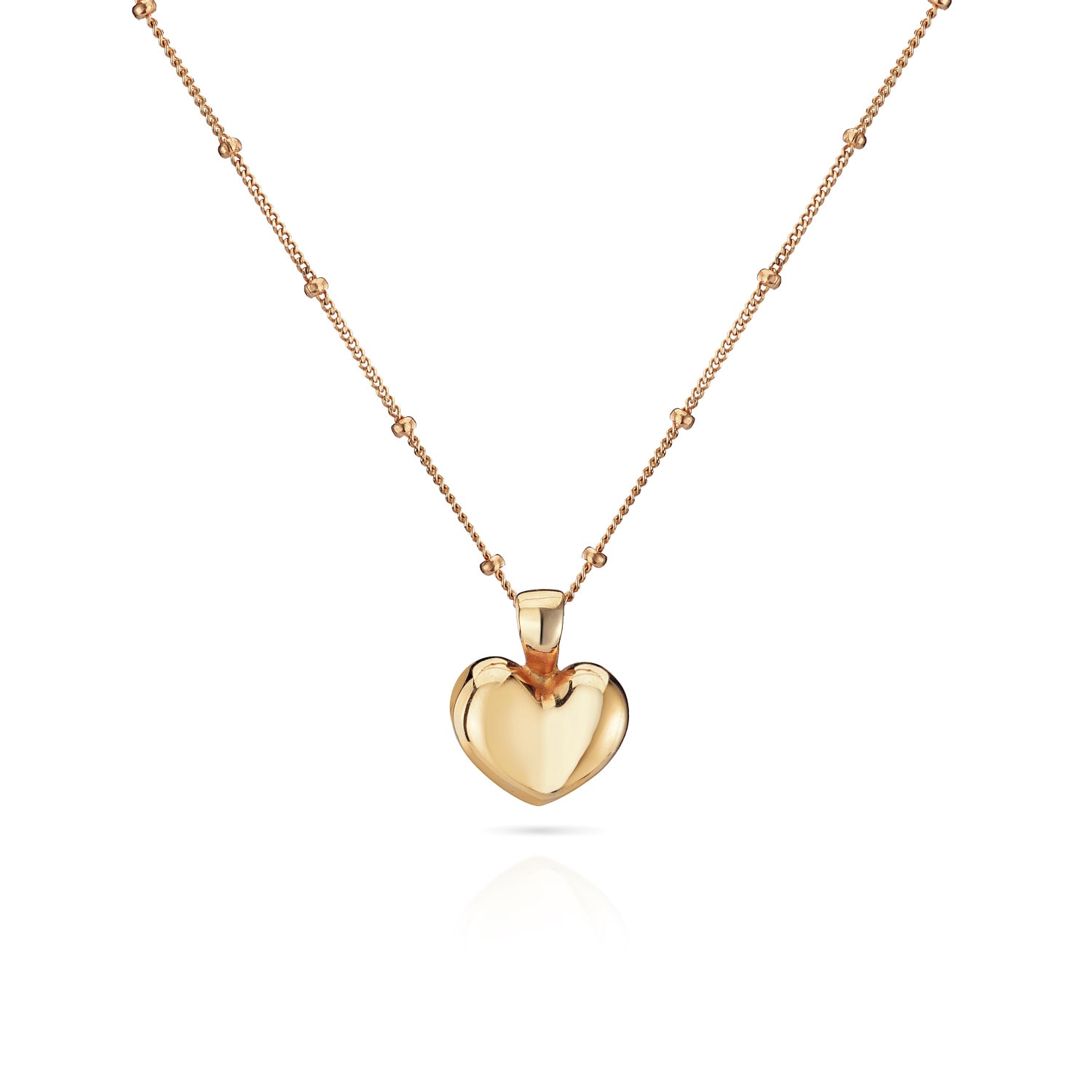 Lulu And Boo Jewellery Women's Silver / Gold Solid Nine Carat Gold Necklace With Puffy Heart Pendant In Multi