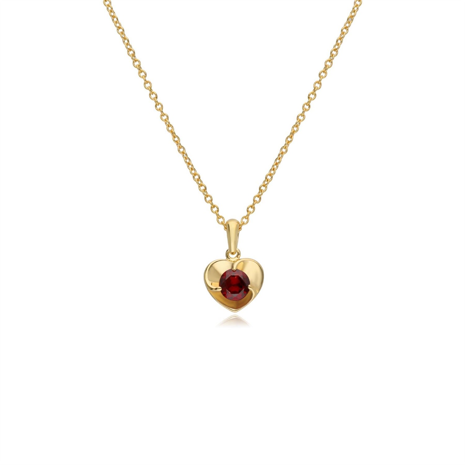 Women’s Red Garnet Heart Gold-Plated Sterling Silver Necklace Gemondo