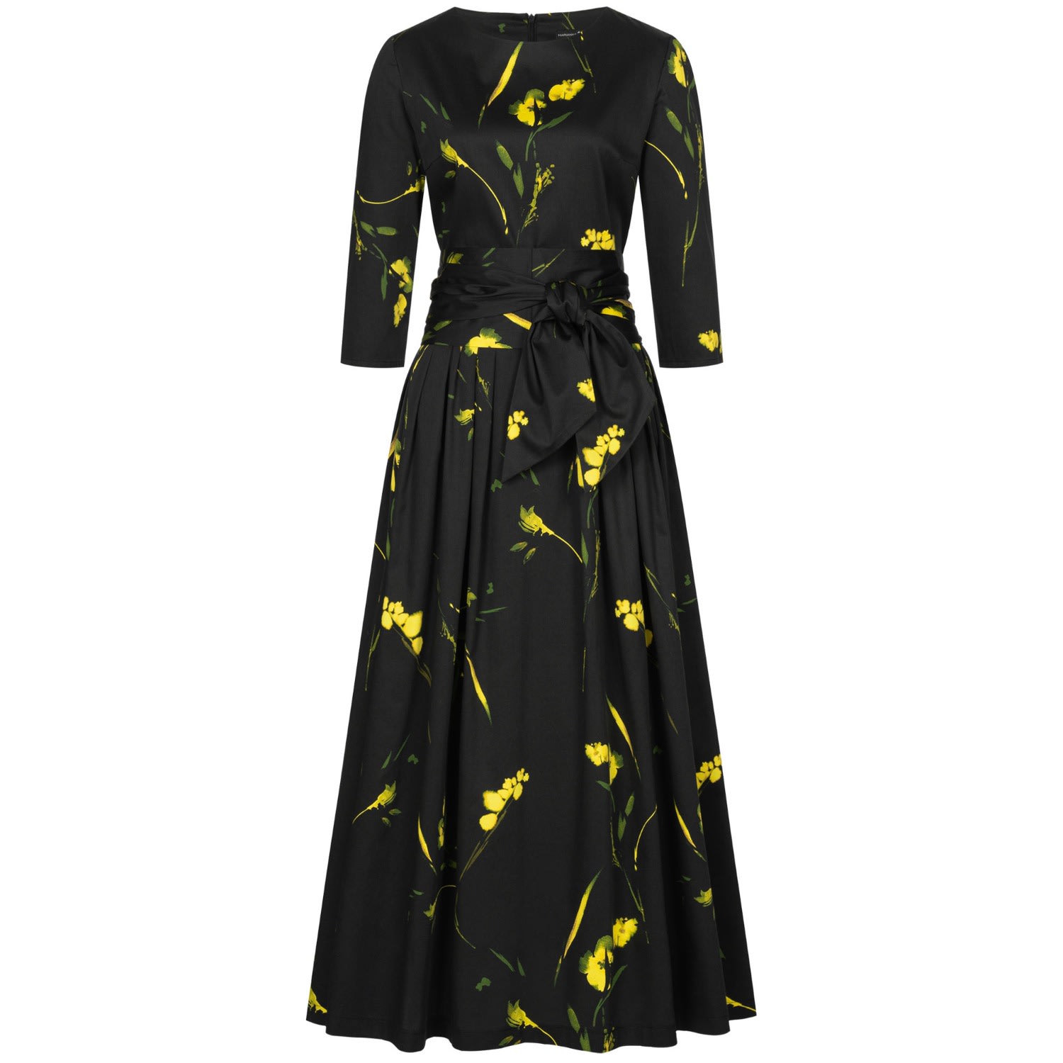 Women’s Black / Yellow / Orange Canola Blossom Print Maxi Dress Extra Small Marianna Dri