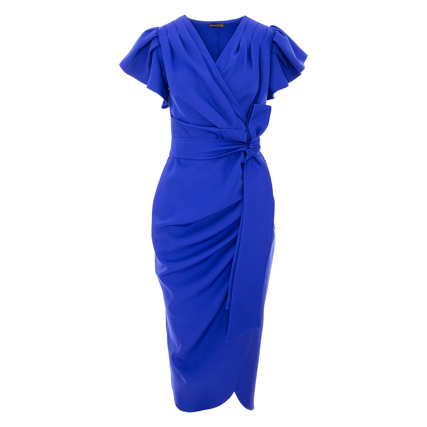 Concept A Trois Women's Wrap Cocktail Dress With Ruffles - Royal Blue In Blue
