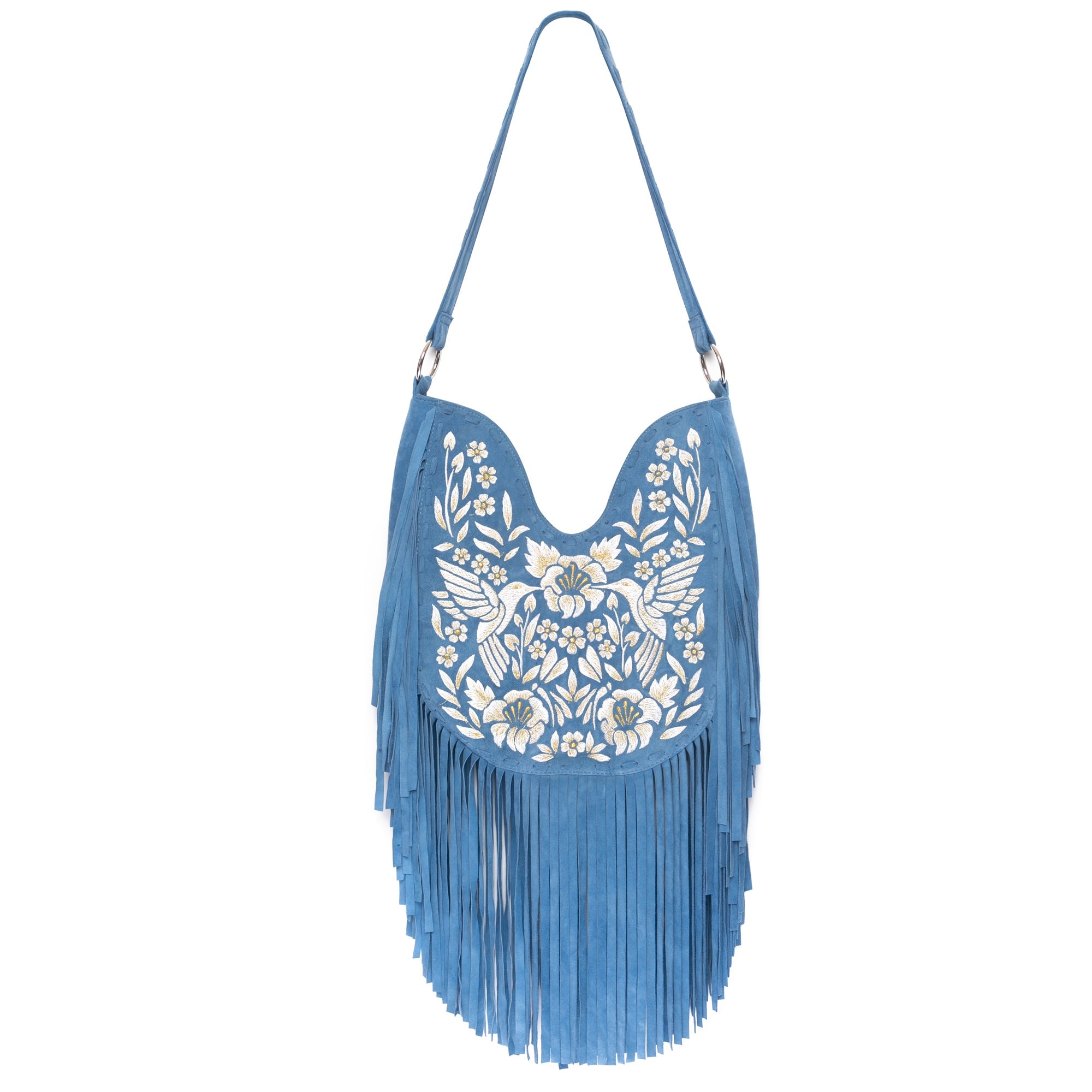 Jodi Lee Women's Blue Heavenly Embroidery Bag Denim