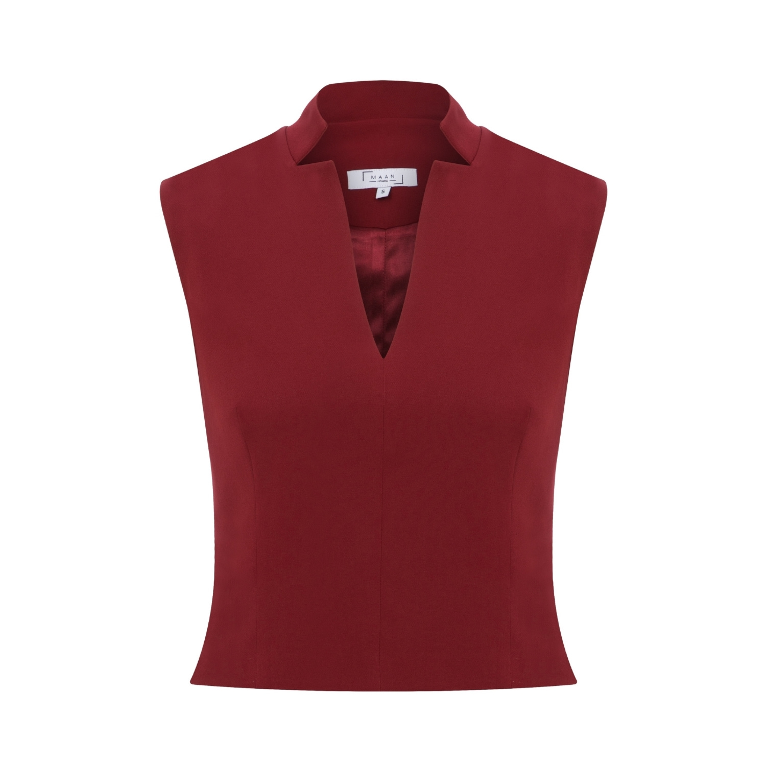 Maan Istanbul Women's Red High Neck Burgundy Blouse - Pearl Wings In Red
