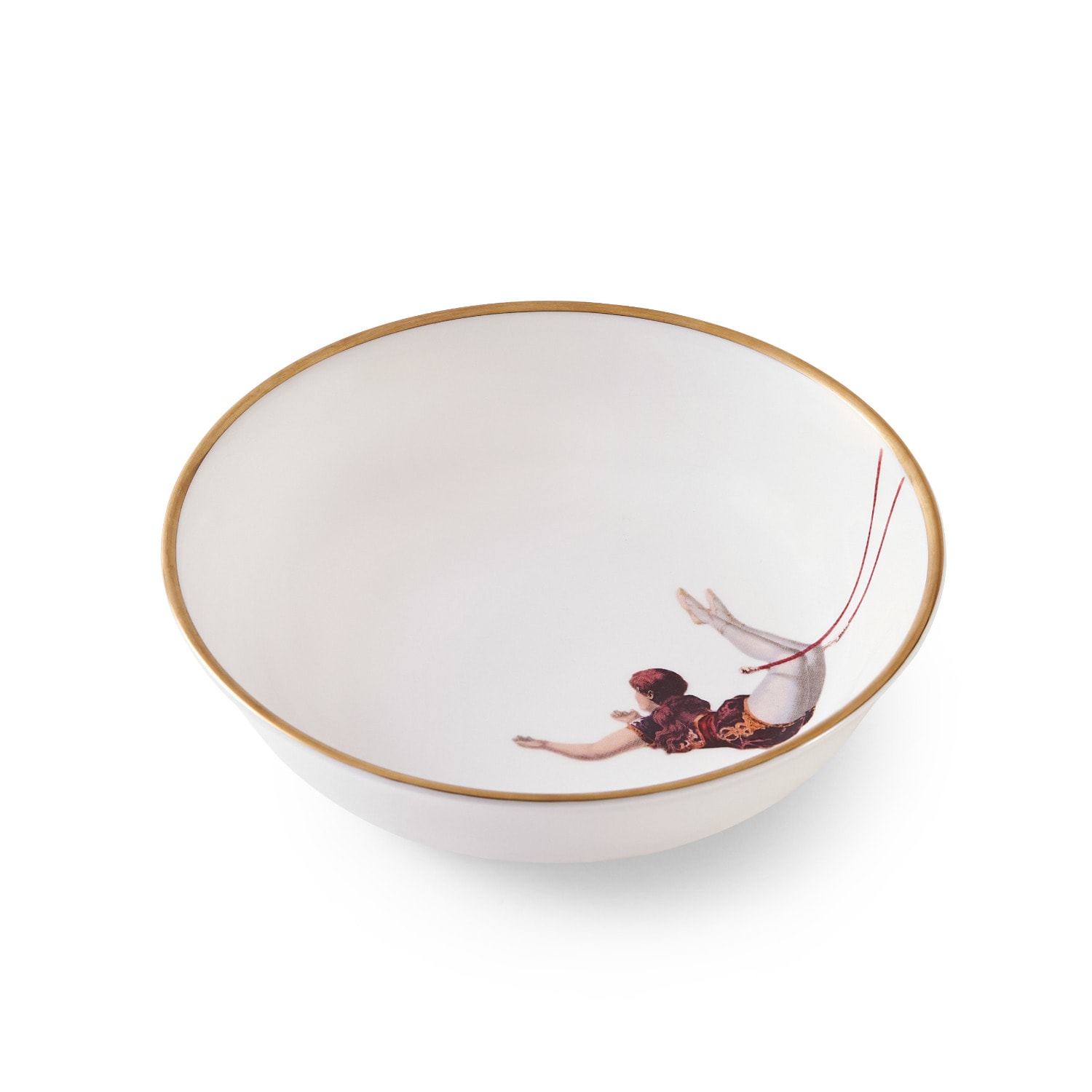 Gold / White Trapeze Girl Bone China Dessert/Cereal Bowl Melody Rose London