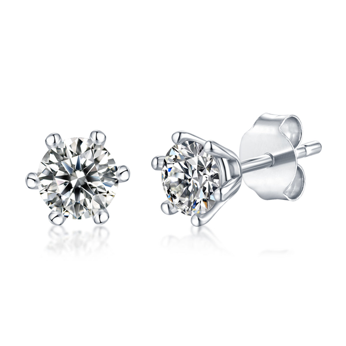 Genevive Jewelry Women's Stella Valentino Sterling Silver White Gold Plated With Lab Created Moissanite Round Solitai In White