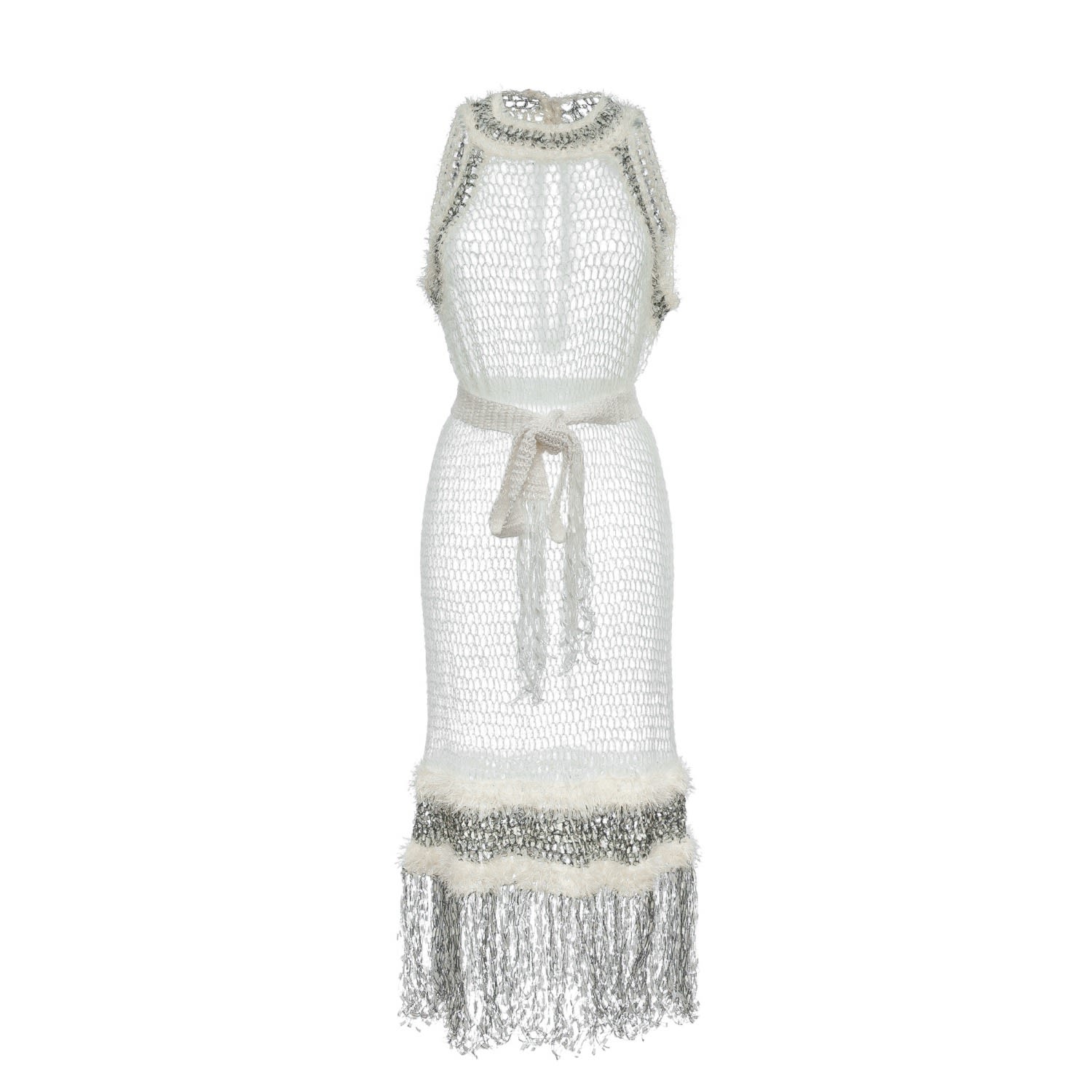 Women’s White Rose Handmade Knit Dress Small Andreeva