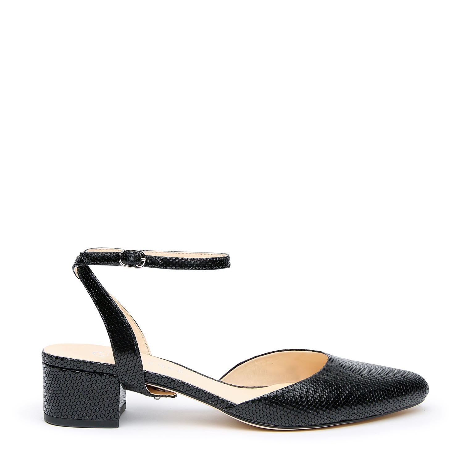 Alterre Women's Embossed Black Leather Slide + Marilyn Strap