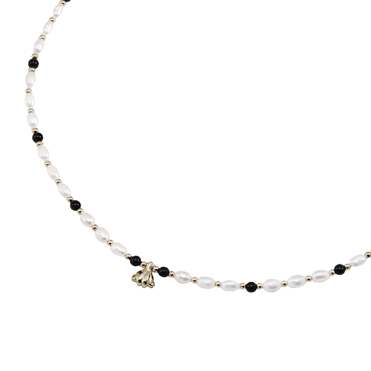 Women’s White Freshwater Pearls And Black Agate Necklace Ms. Donna