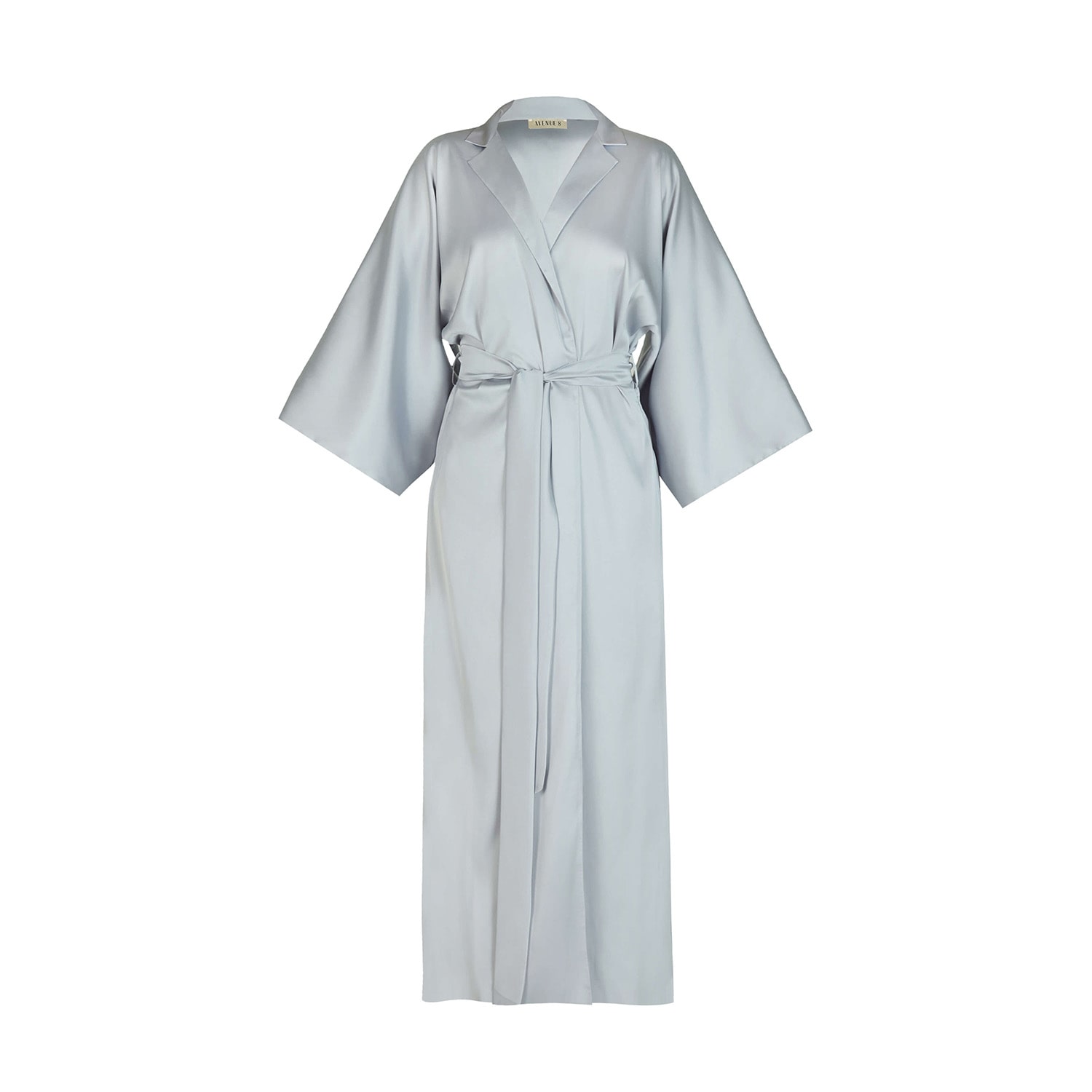 Women's Silk Maxi Collar Robe - Baby Blue | S/M | Avenue 8