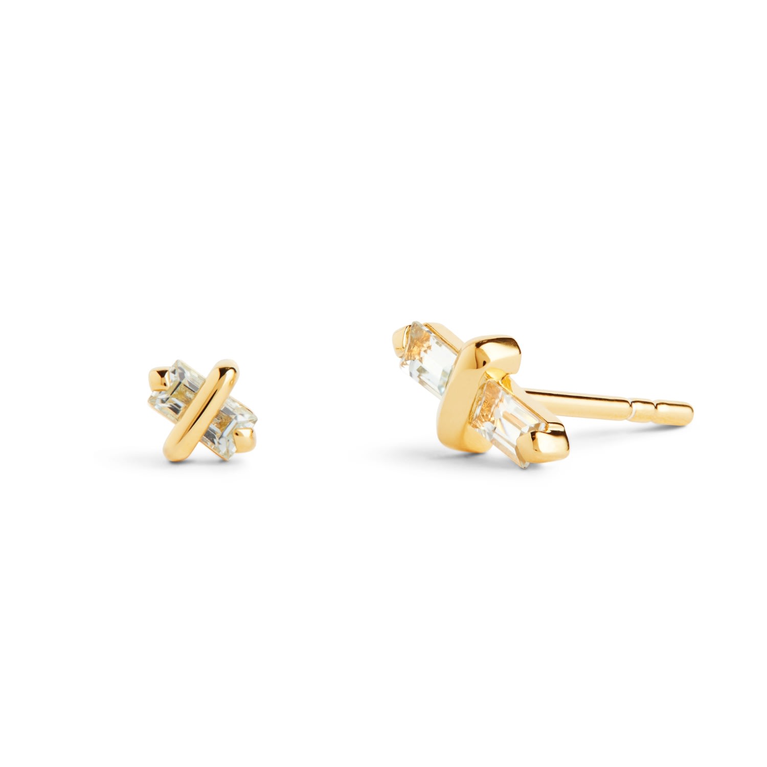Kasun Women's Blue / Gold Candy Kiss Earrings - March - Aquamarine - Gold Vermeil