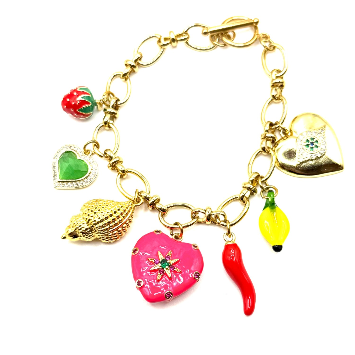 Women's Pink Heart Charm Bracelet | Achala Handcrafted