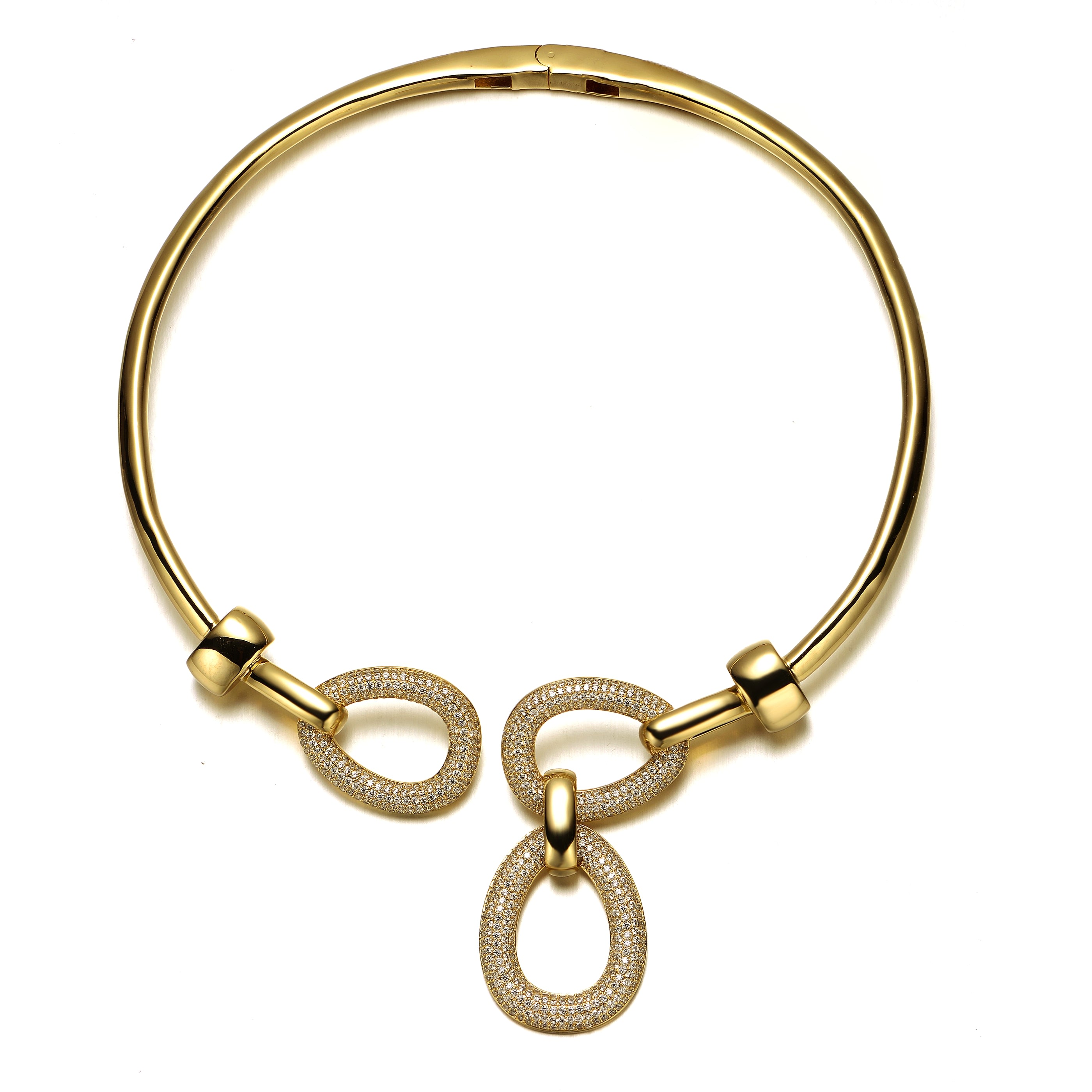 Genevive Jewelry Women's Rachel Glauber Yellow Gold Plated Modern Triple Mesh Drop Open Collar Choker Necklace In Gold
