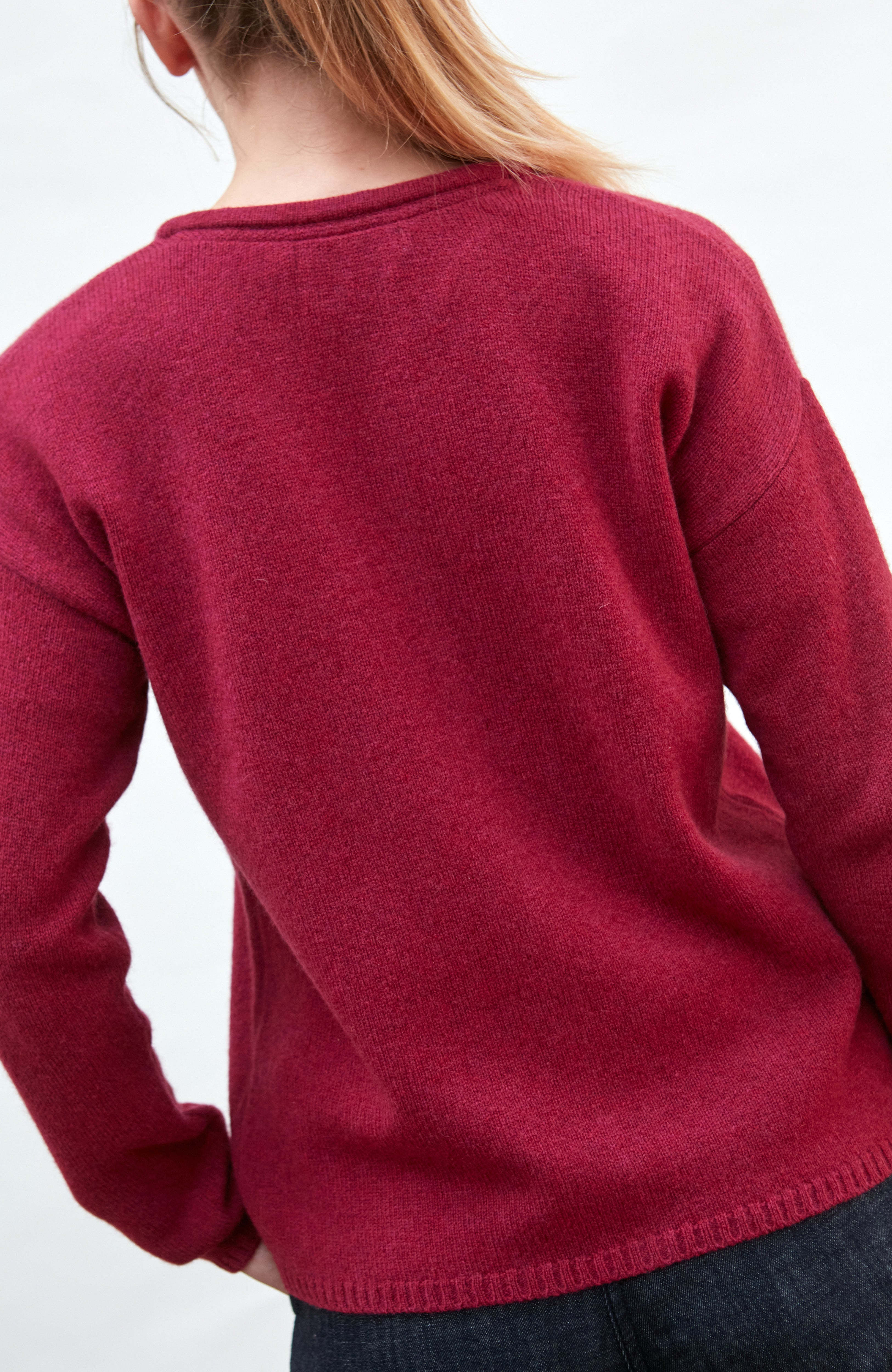 Womens Lambswool Leona Crew Neck Cardigan - Rosehip | Paul James