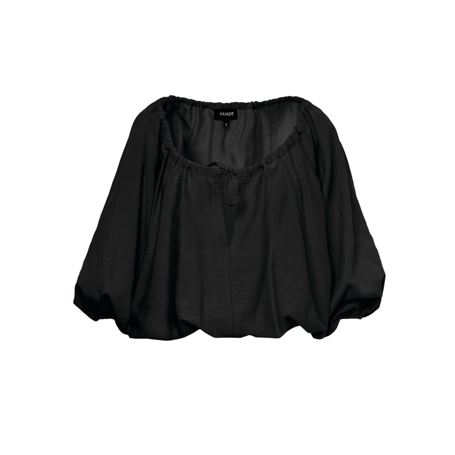 Bluzat Women's Black Linen Flowy Blouse In Black