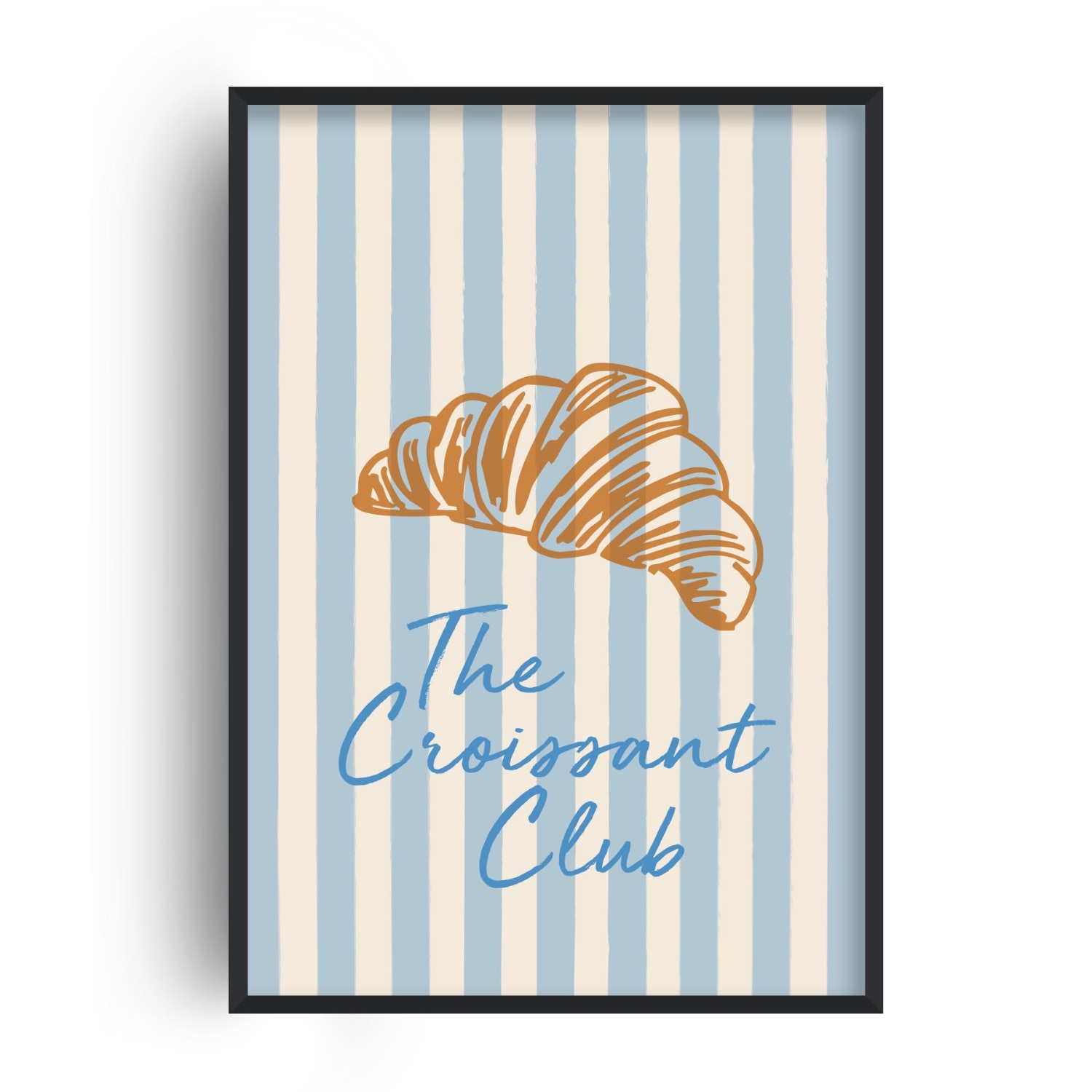 Fanclub Blue The Croissant Club Striped Kitchen Retro Art Print A2