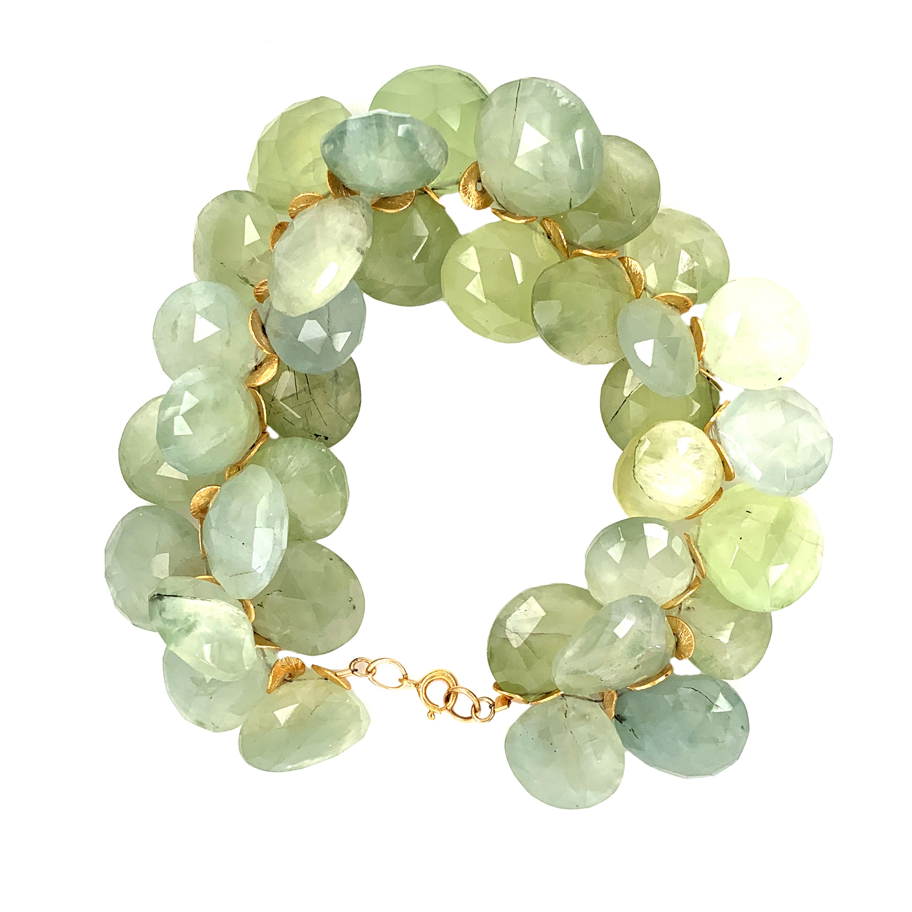 Lori Kaplan Design Women's Gold / Green Chunky Prehnite Bracelet