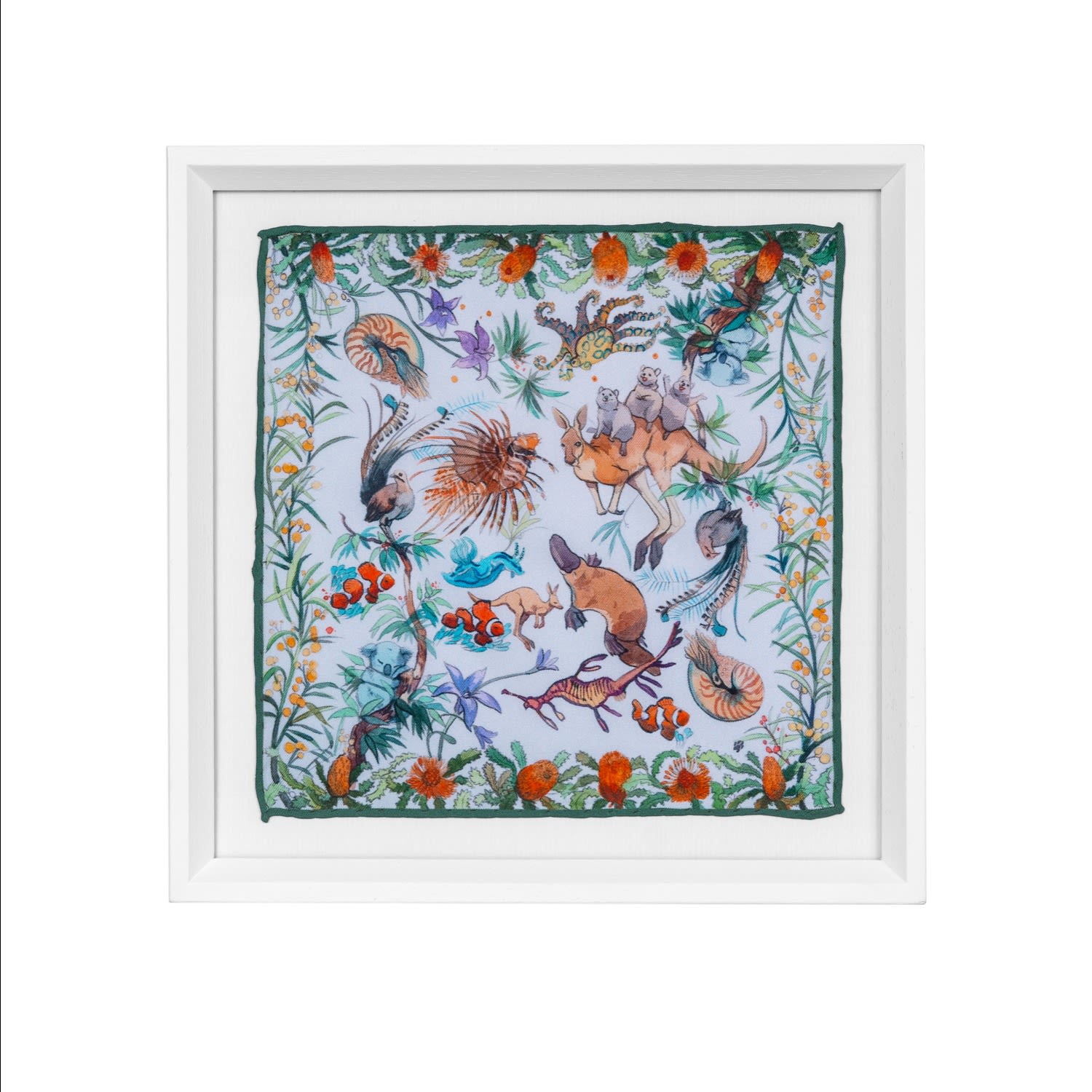 Un Poco Framed Silk Art Australian Biodivercity