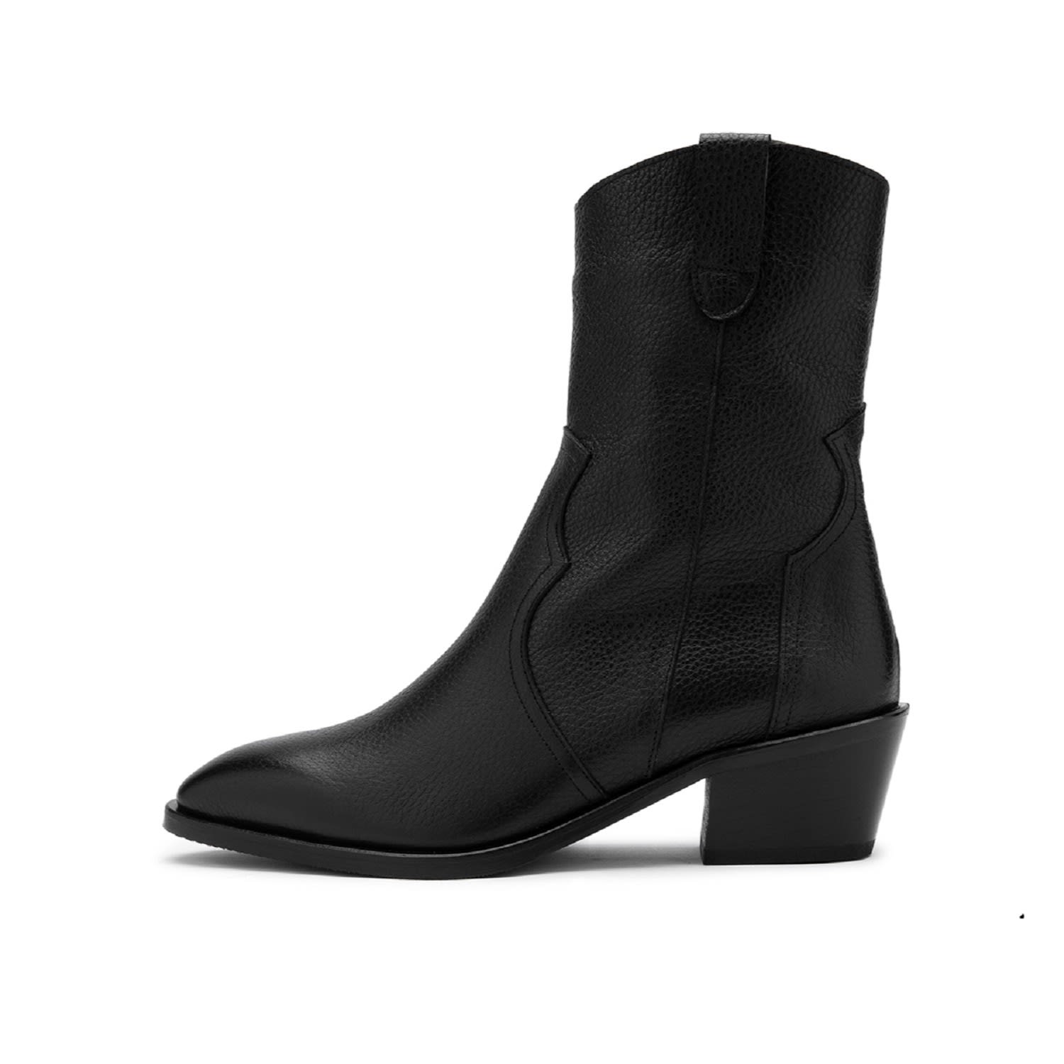 Gracias Black Floater Leather Women’s Heeled Boot 4 Uk Ilvi