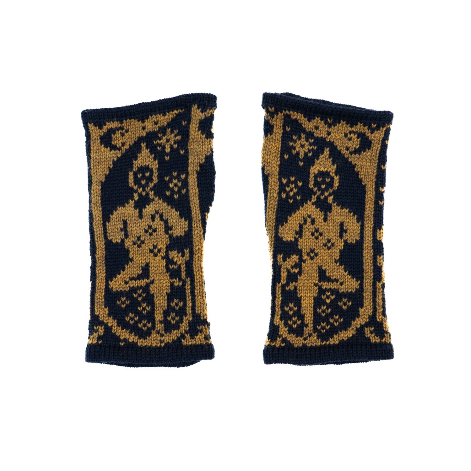 Handmade In Bridge Women's Black / Gold "the Hanged Man Knitted Merino Mittens" In Multi
