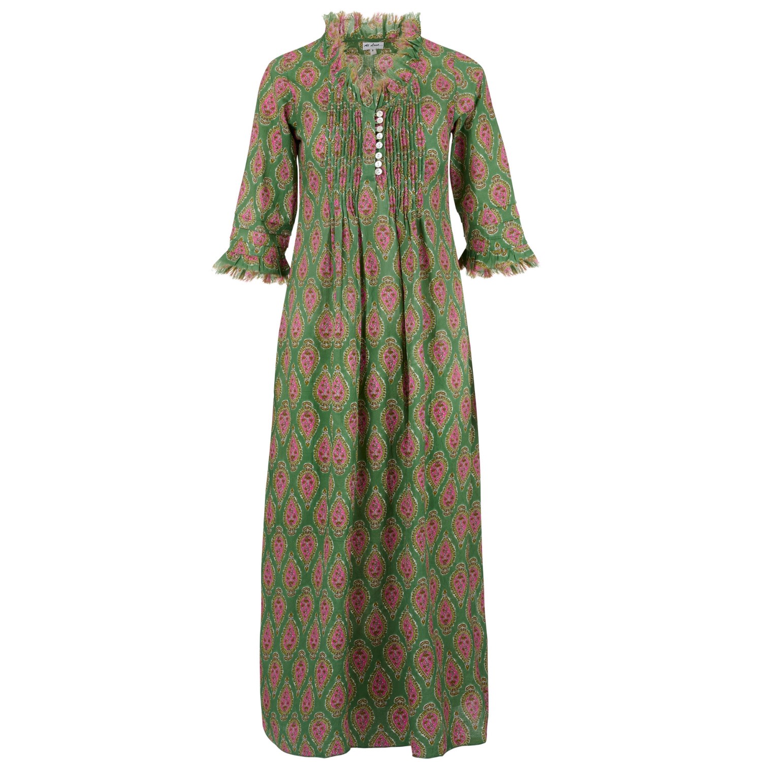 Women’s Cotton Annabel Maxi Dress In Olive Green With Pink Teardrop XXXL At Last...