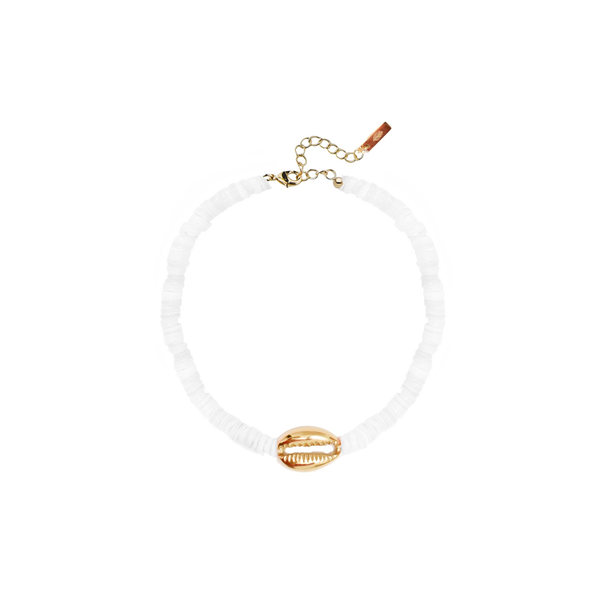 Adriana Pappas Designs Women's Heishi Mini Gold Shell Anklet - White In Multi