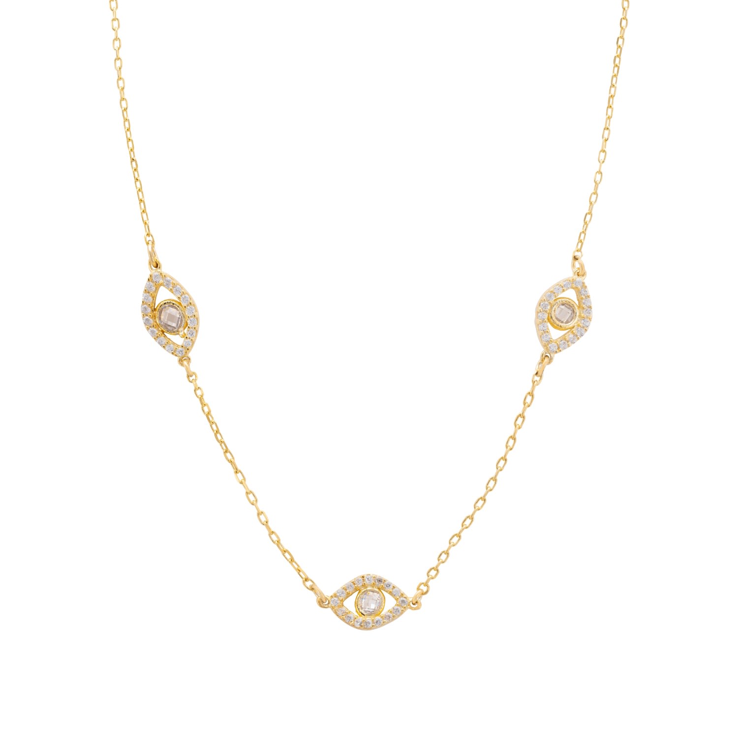 Women’s Triple Elliptical Eyes Necklace Gold Latelita