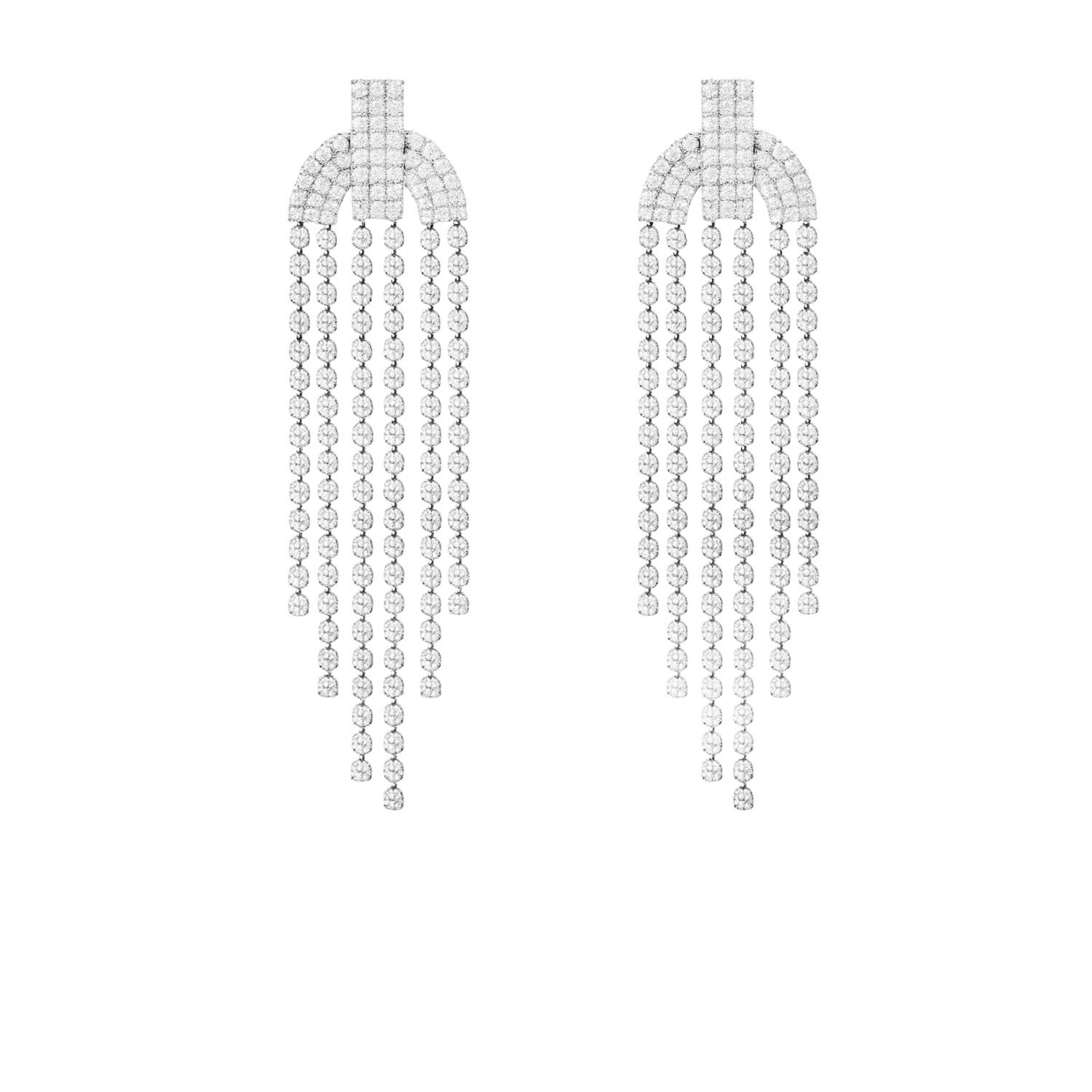 The Gala Women's Silver Crystal Waterfall Fringe Earrings