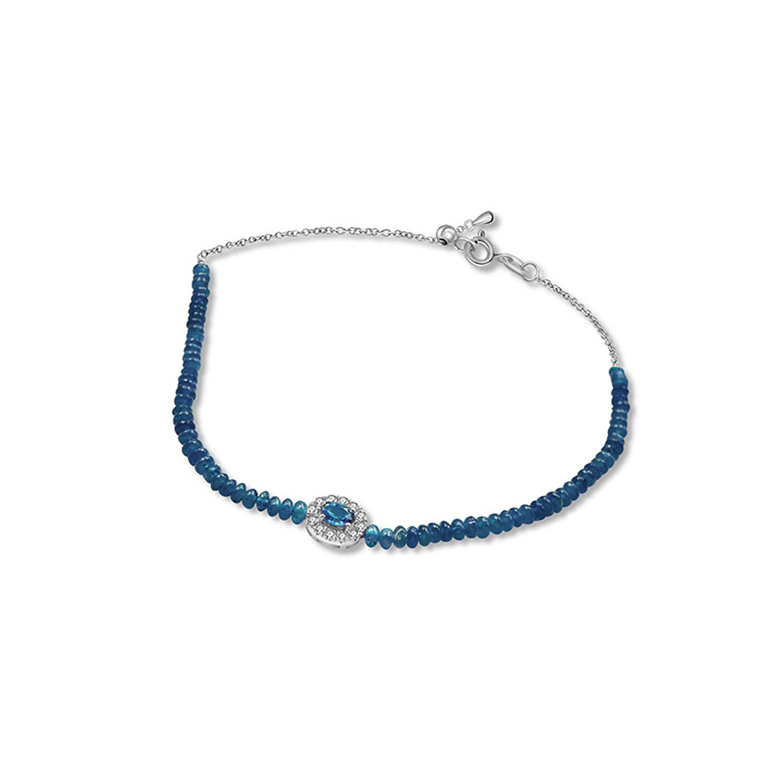 Women’s 18K White Gold Sapphire Bead Bracelet Genevieve Collection