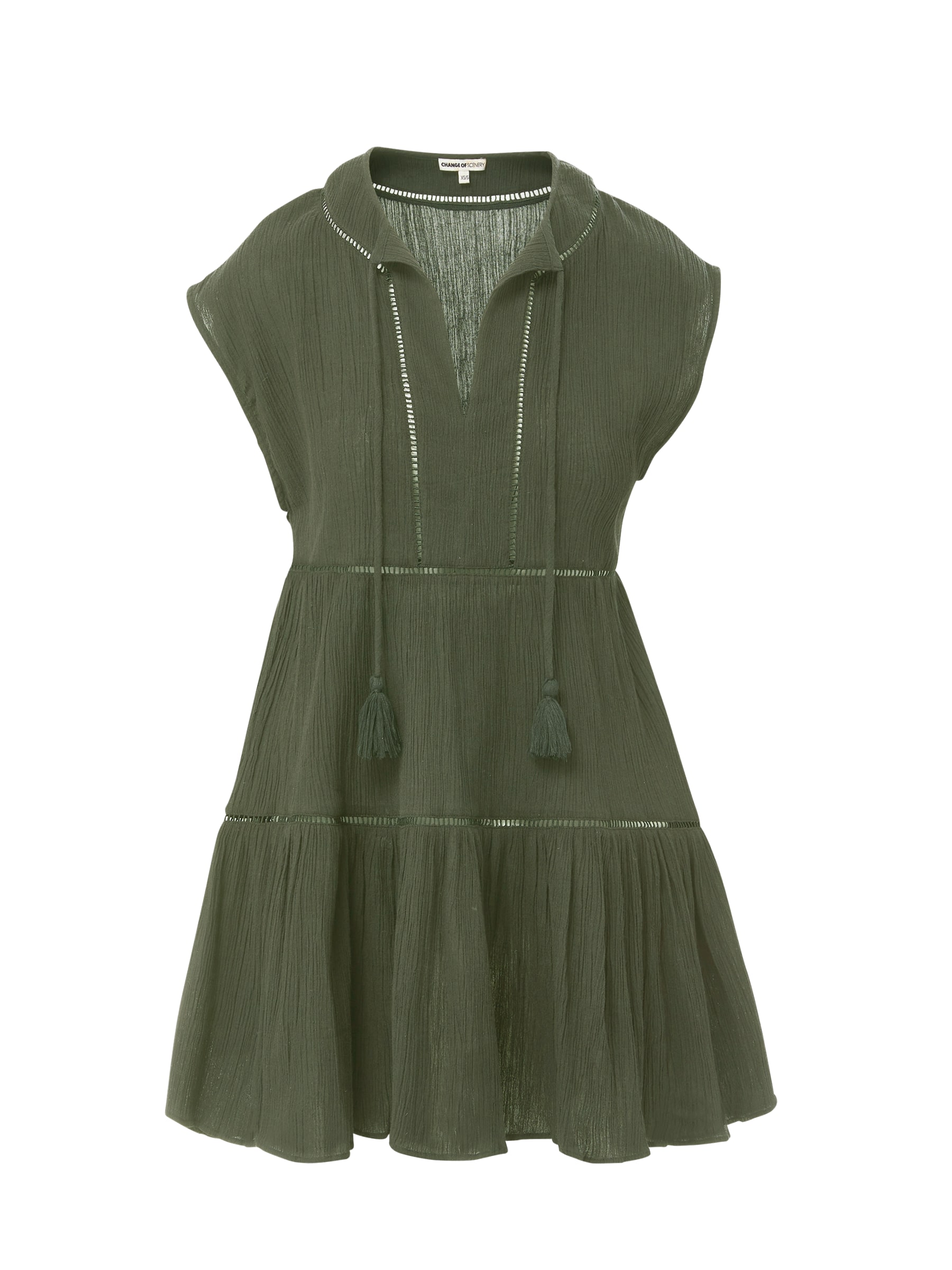Change Of Scenery Women's Neutrals / Green Gari Short Beach Dress In Olive