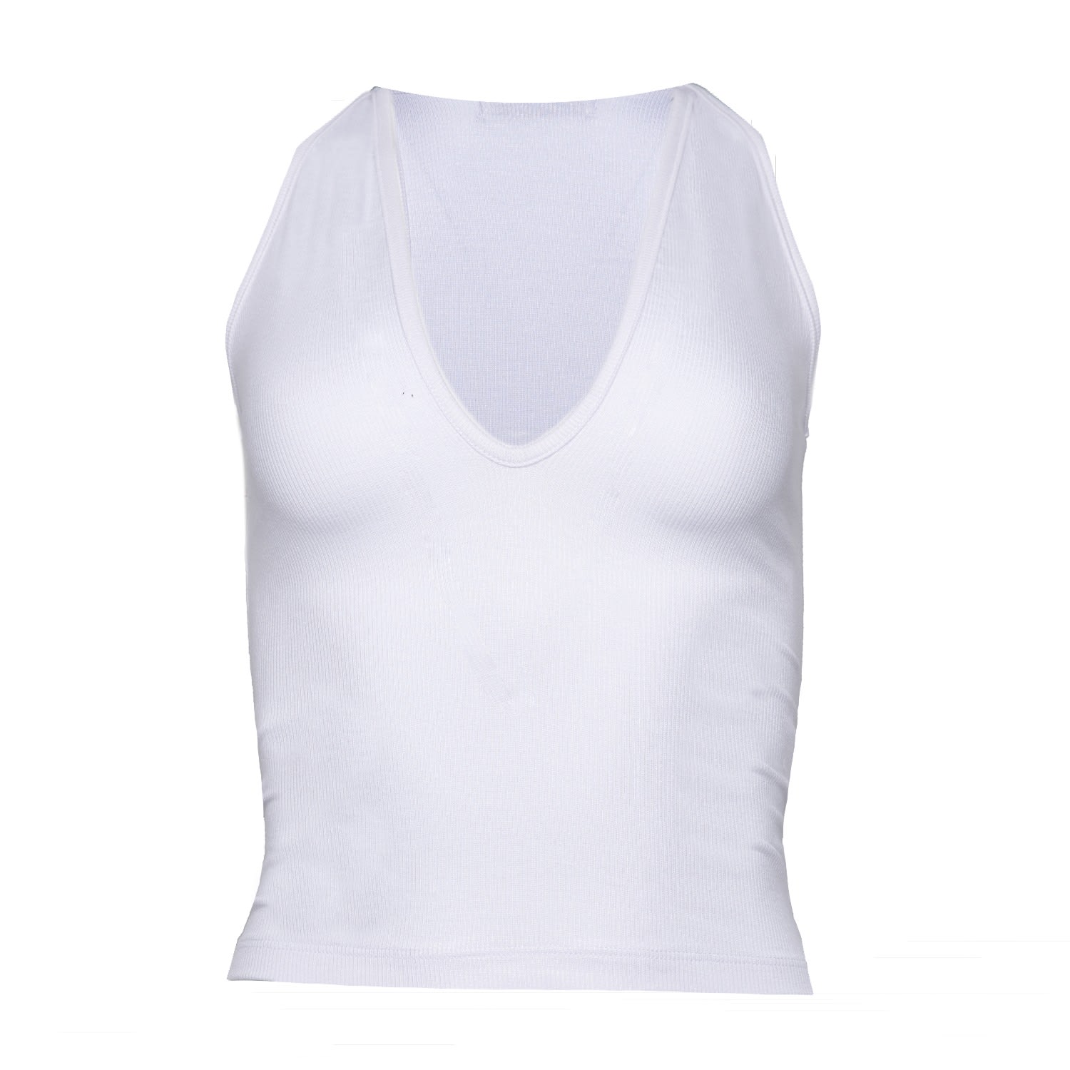 Women’s Pure Plunge Ribbed Sculpt-Body Tank In White Medium Earth Body