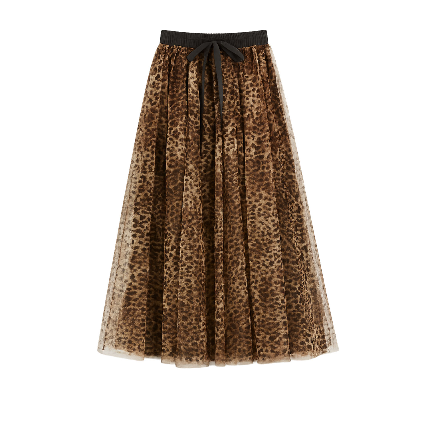Yumi Mesh Heart Print Tulle Skirt In Brown