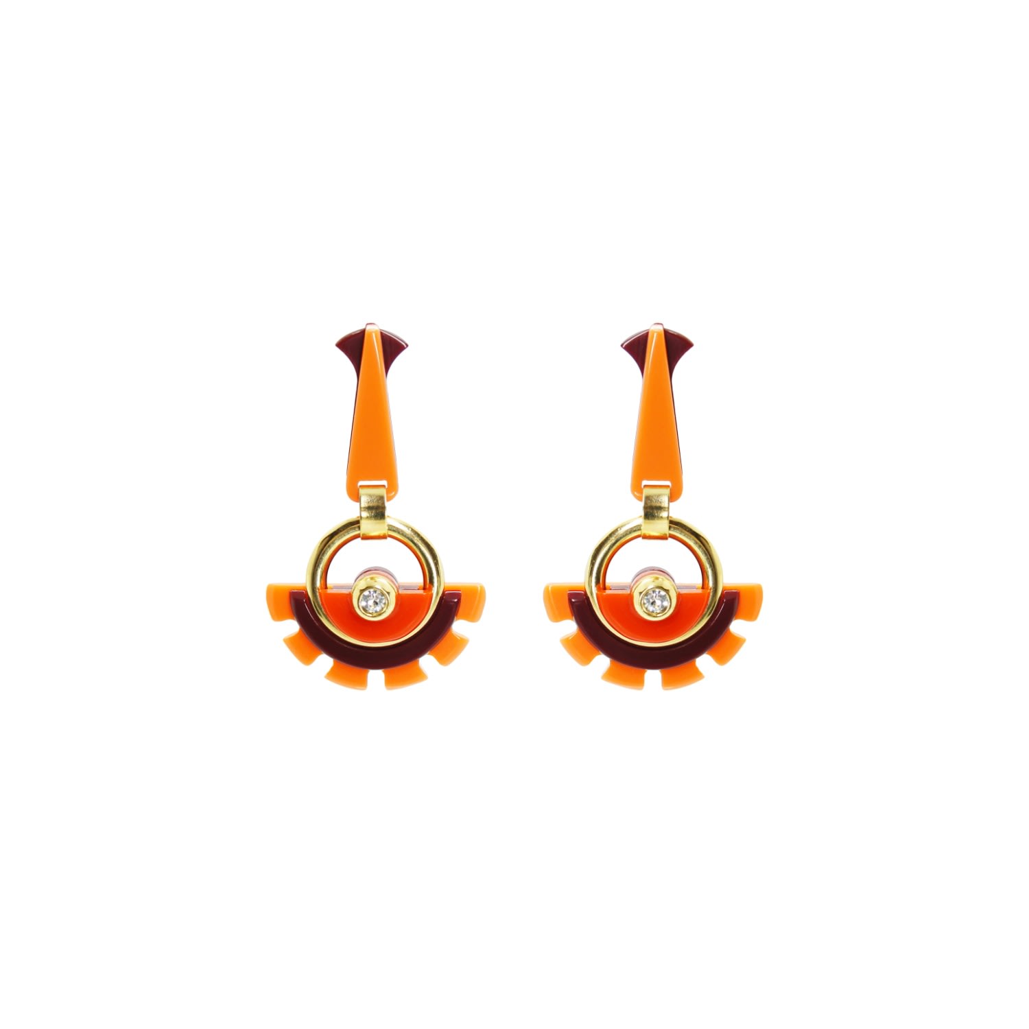 Gissa Bicalho Women's Acrylic Handmade Earring Indaiá Orange In Multi