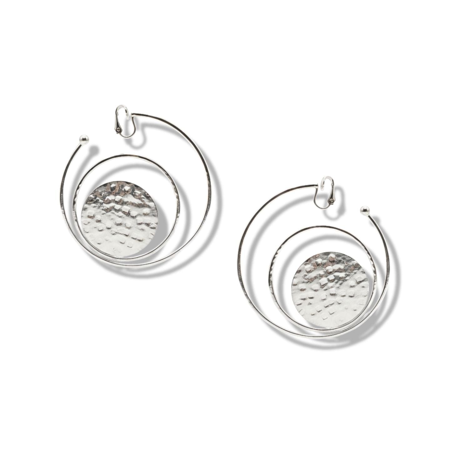 Jaredjamin Women's Silver Peacock Clip On Hoop Earrings
